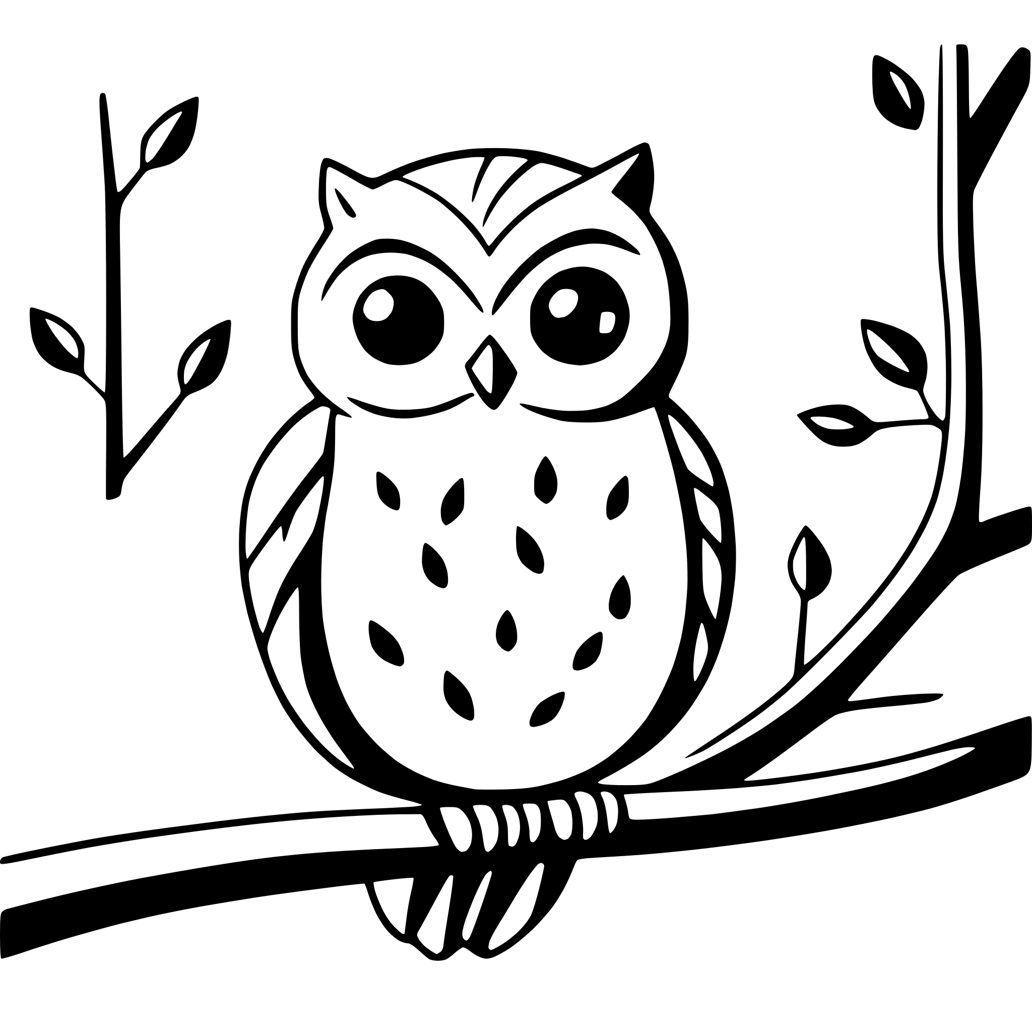AI-generated SVG of 'tree branches with owls'