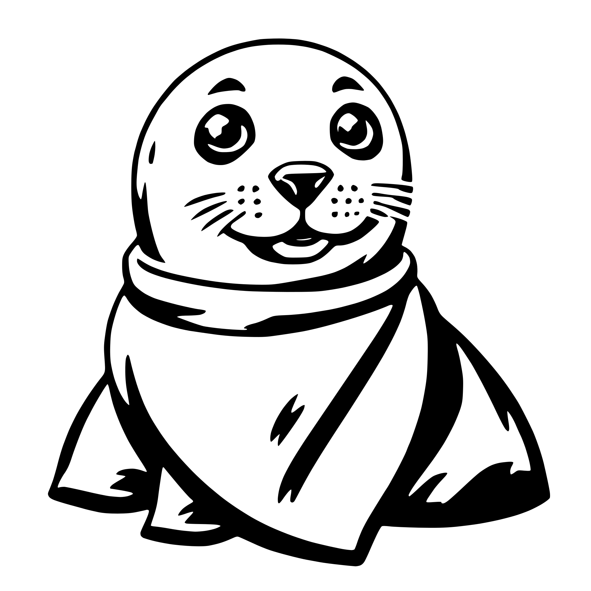 AI-generated SVG of 'seal with scarf'