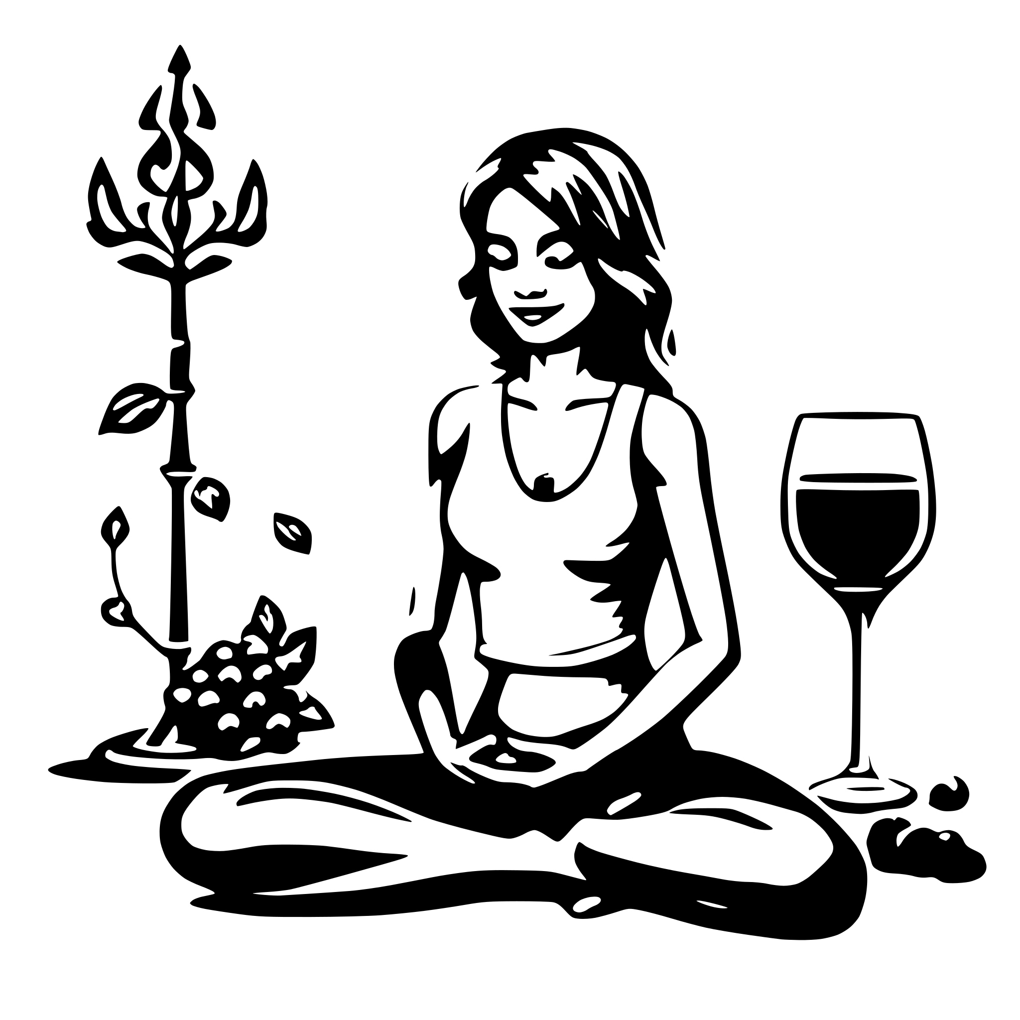 AI-generated SVG of 'Yoga and wine'