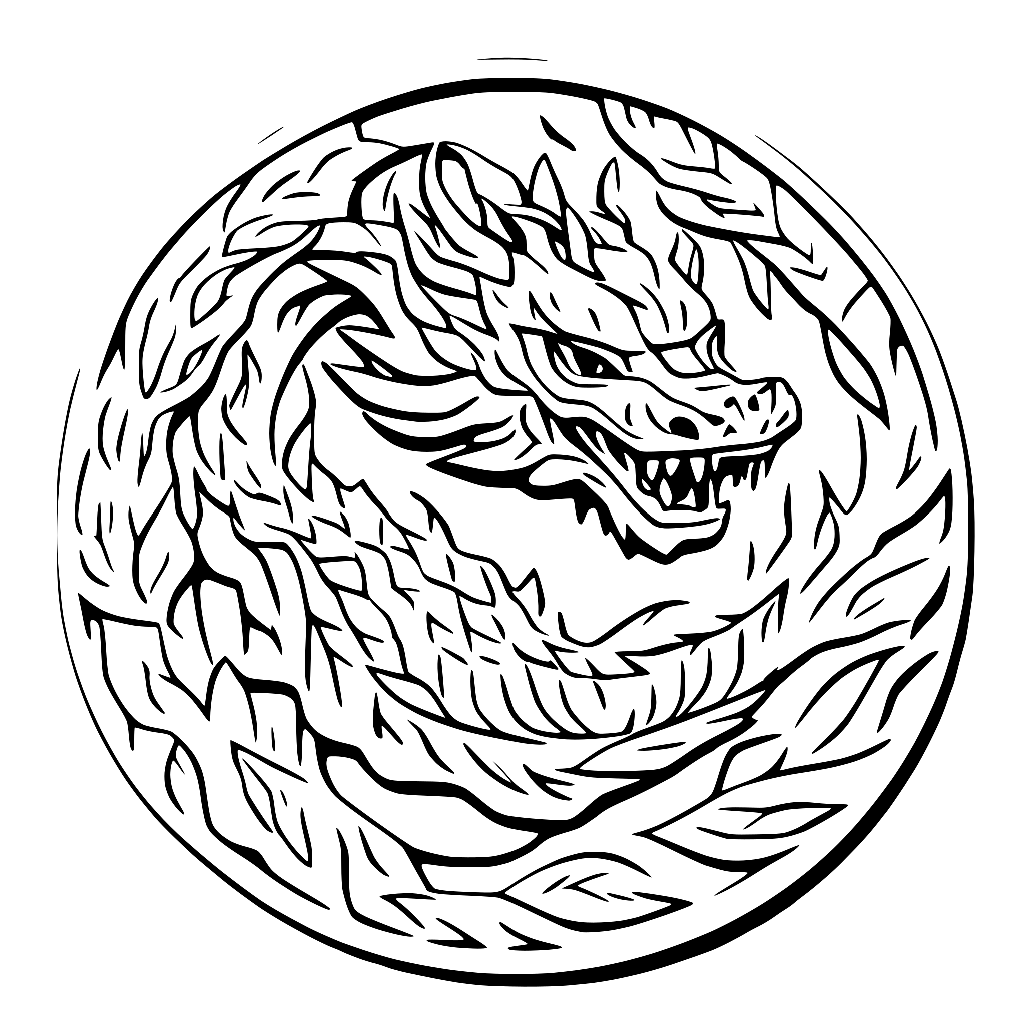 AI-generated SVG of 'Chinese dragon inside a circle'