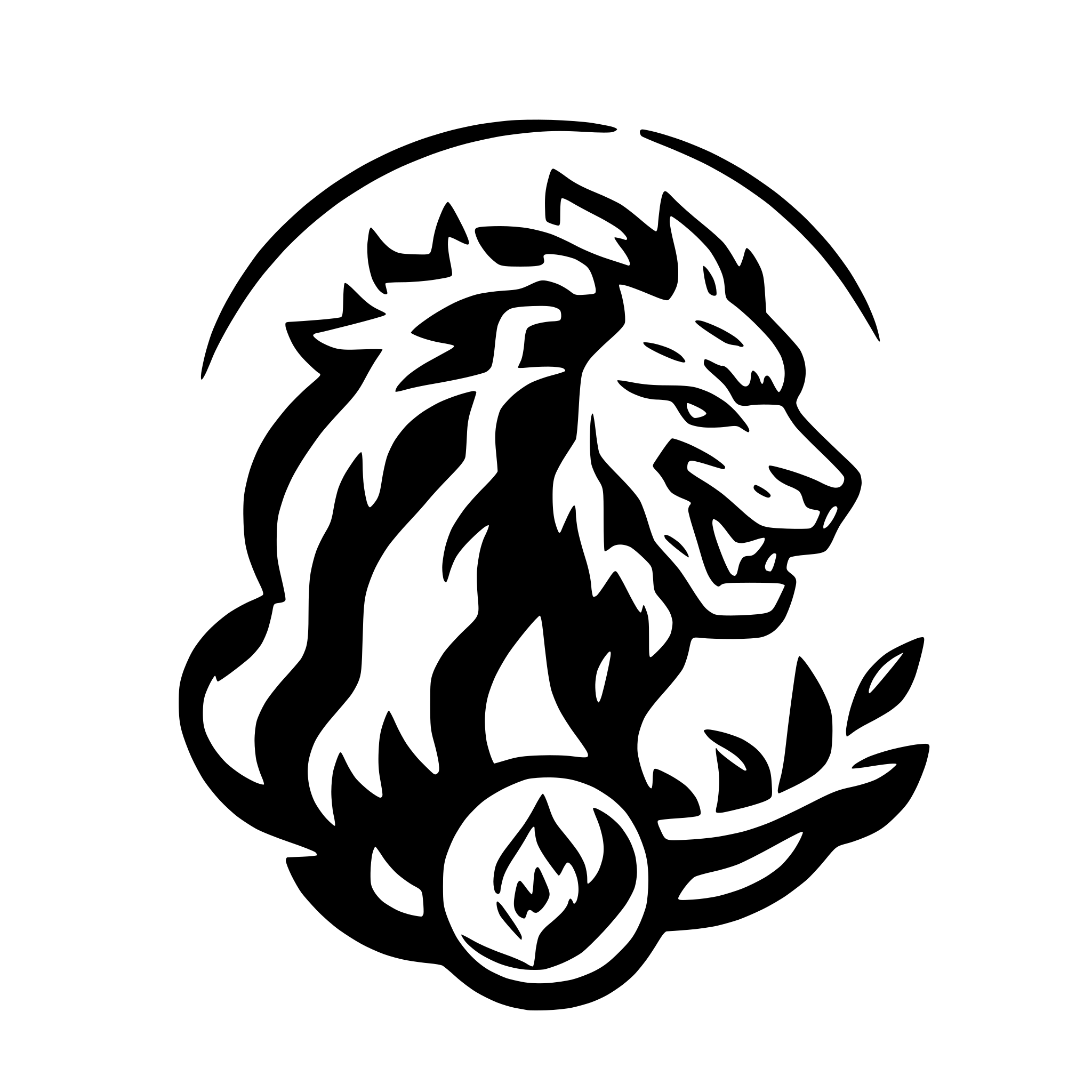AI-generated SVG of a A roaring lion, automobile themed logo. flames and pace