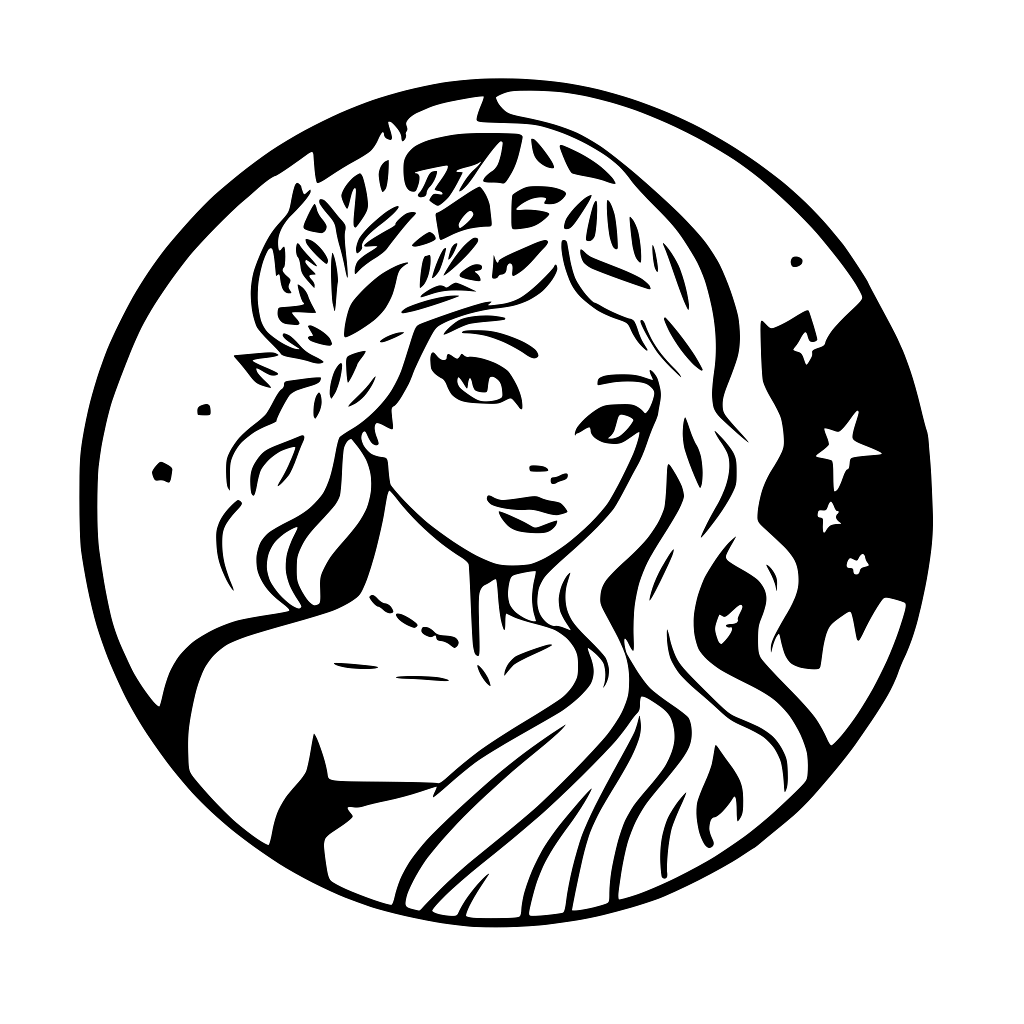 AI-generated SVG of a celestial queen andry with another person