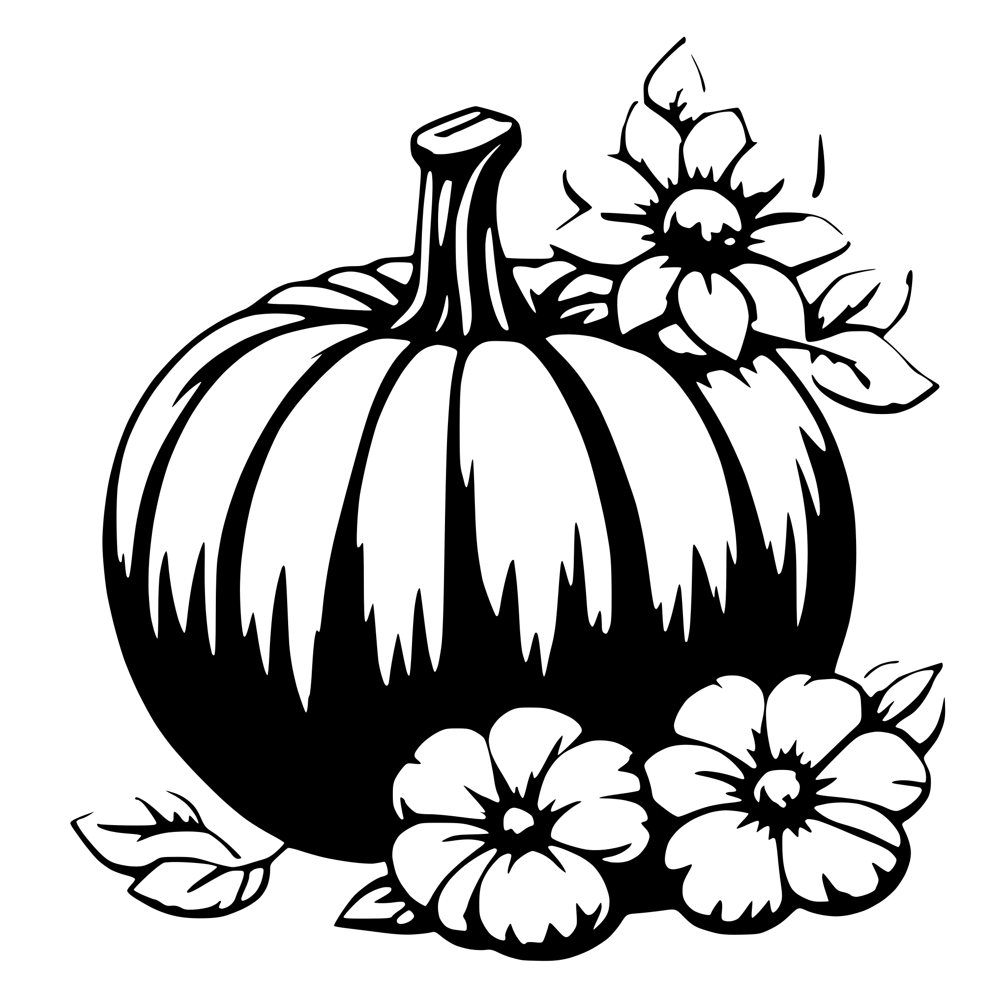 AI-generated SVG of a pumpkin with flowers