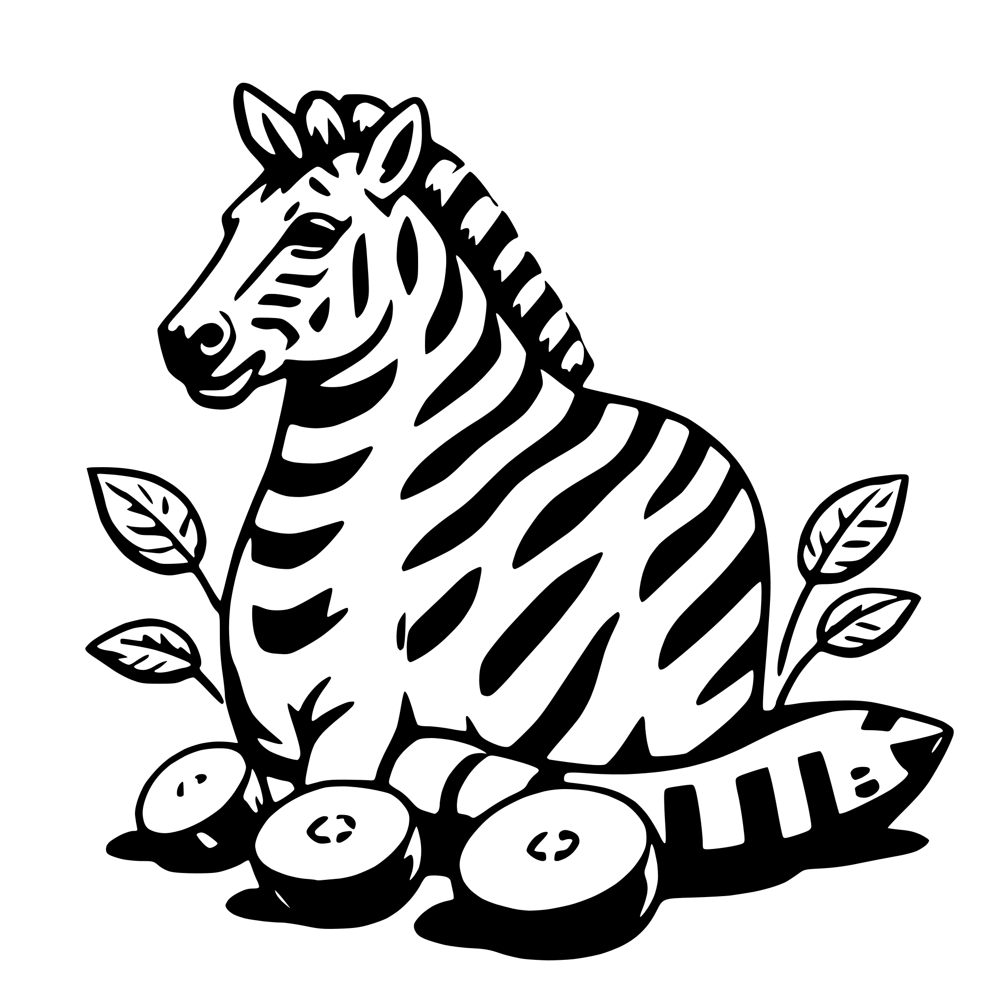 AI-generated SVG of 'zebra with zucchini'
