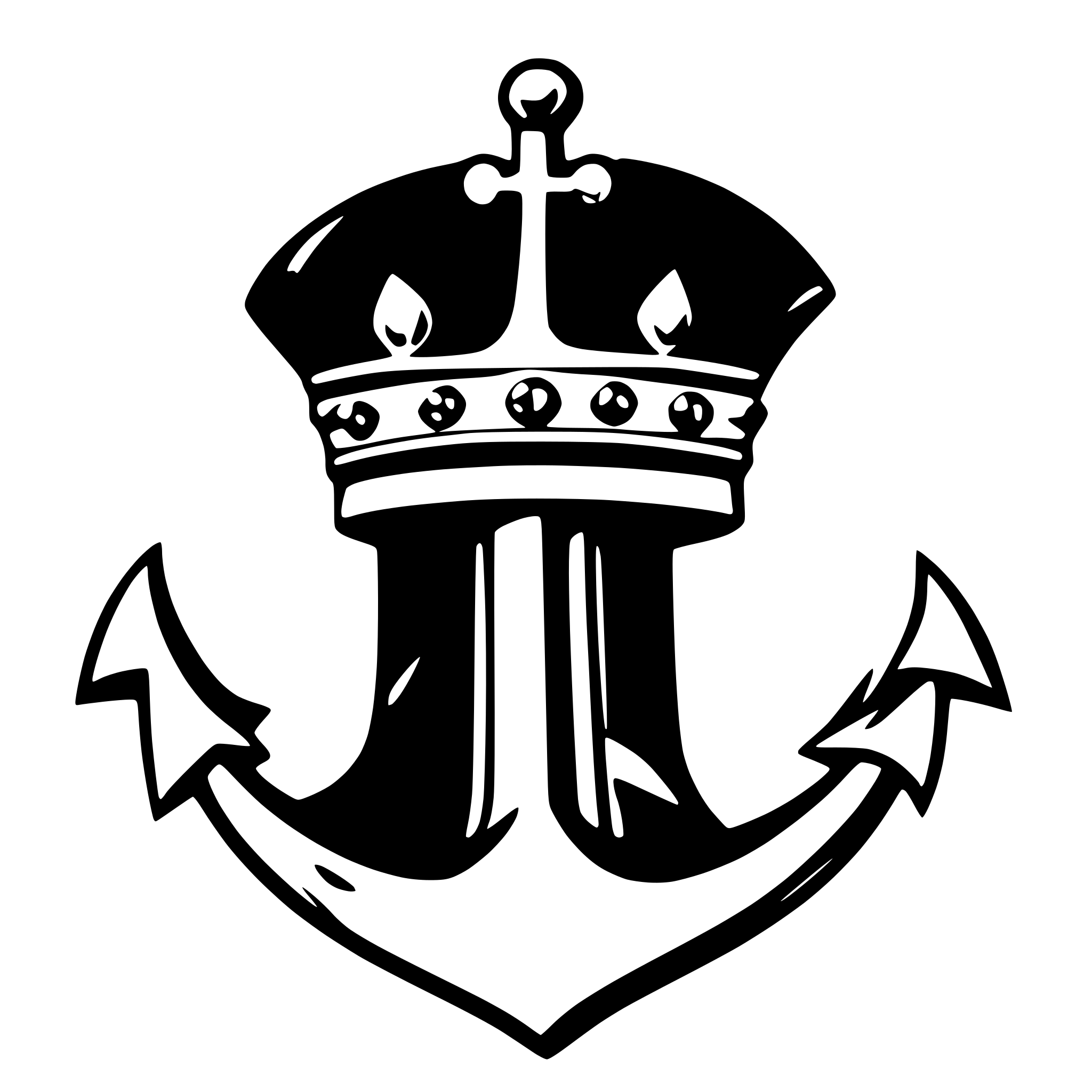 AI-generated SVG of a simple, rhinestone tiara with anchor,