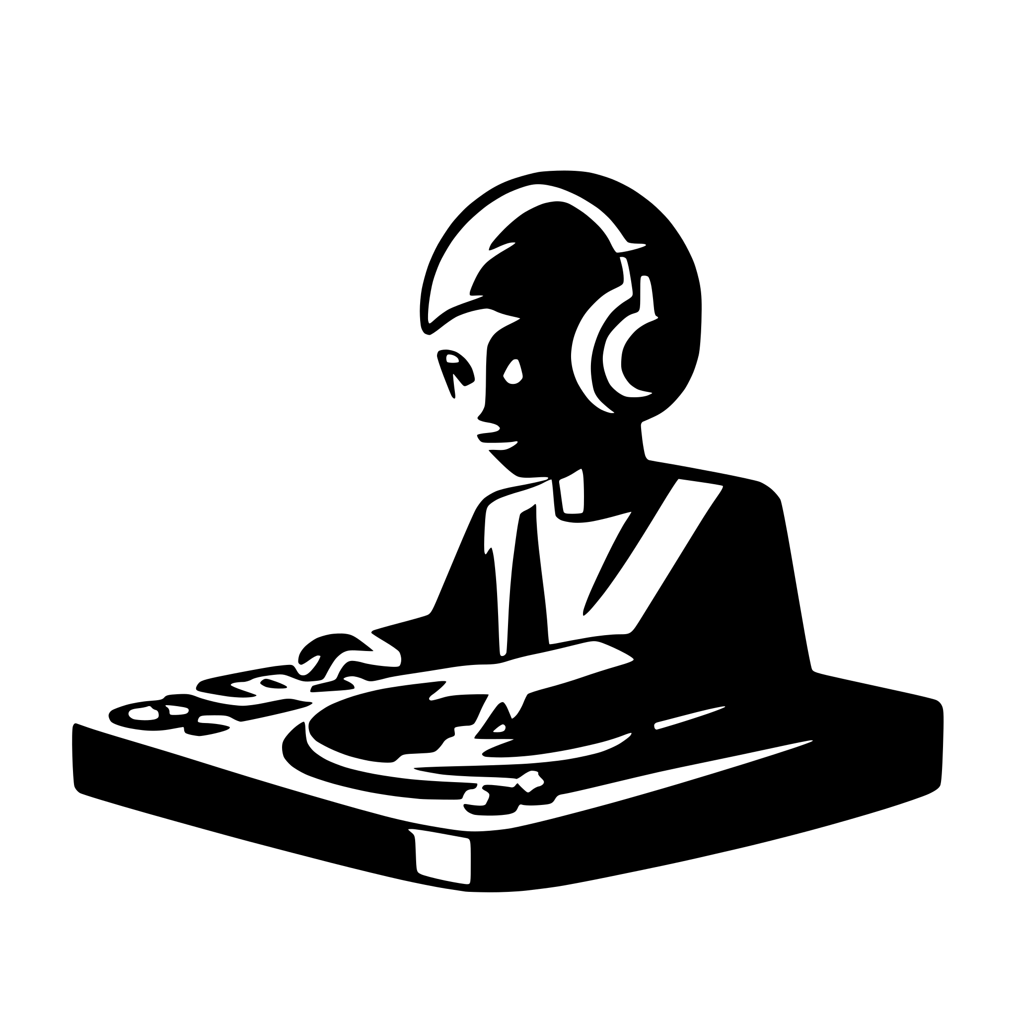 AI-generated SVG of a basic silhouette of a DJ at a turntable