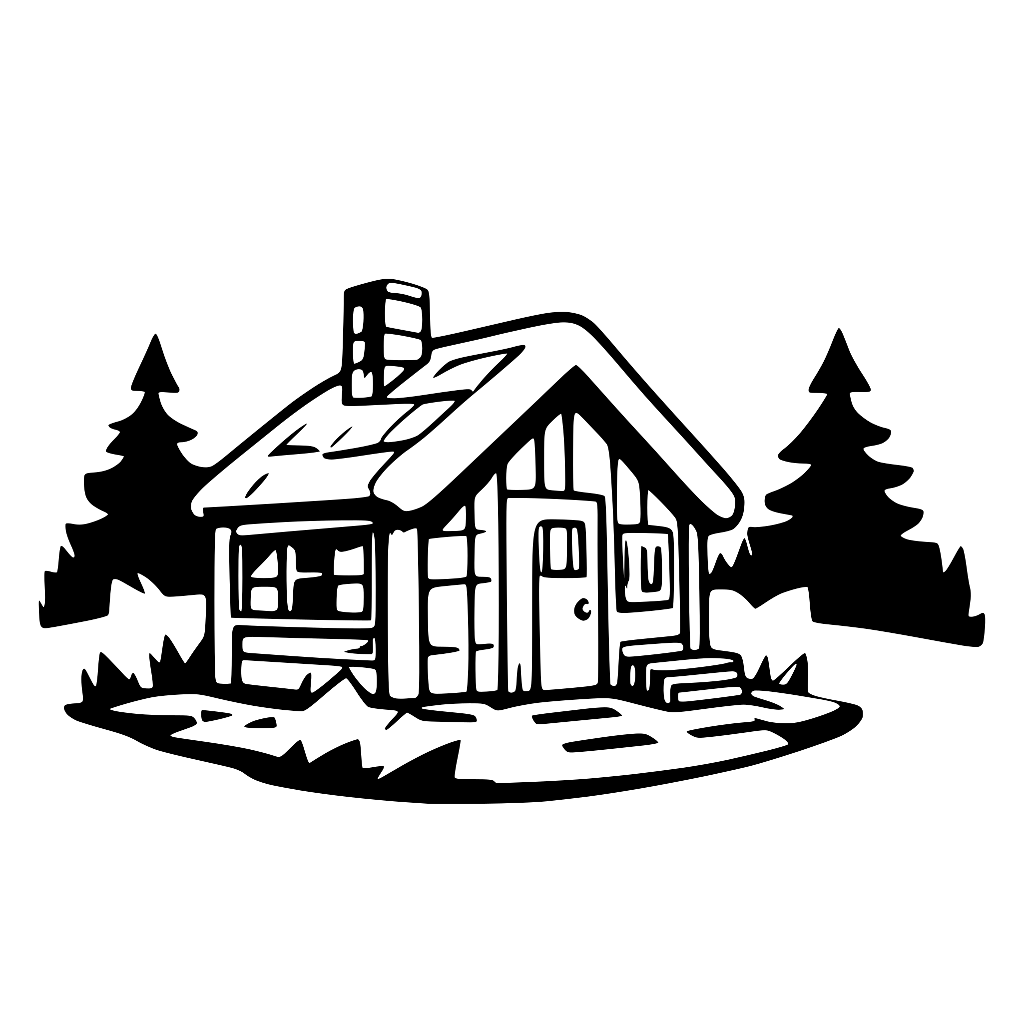 AI-generated SVG of 'snowy cabin'