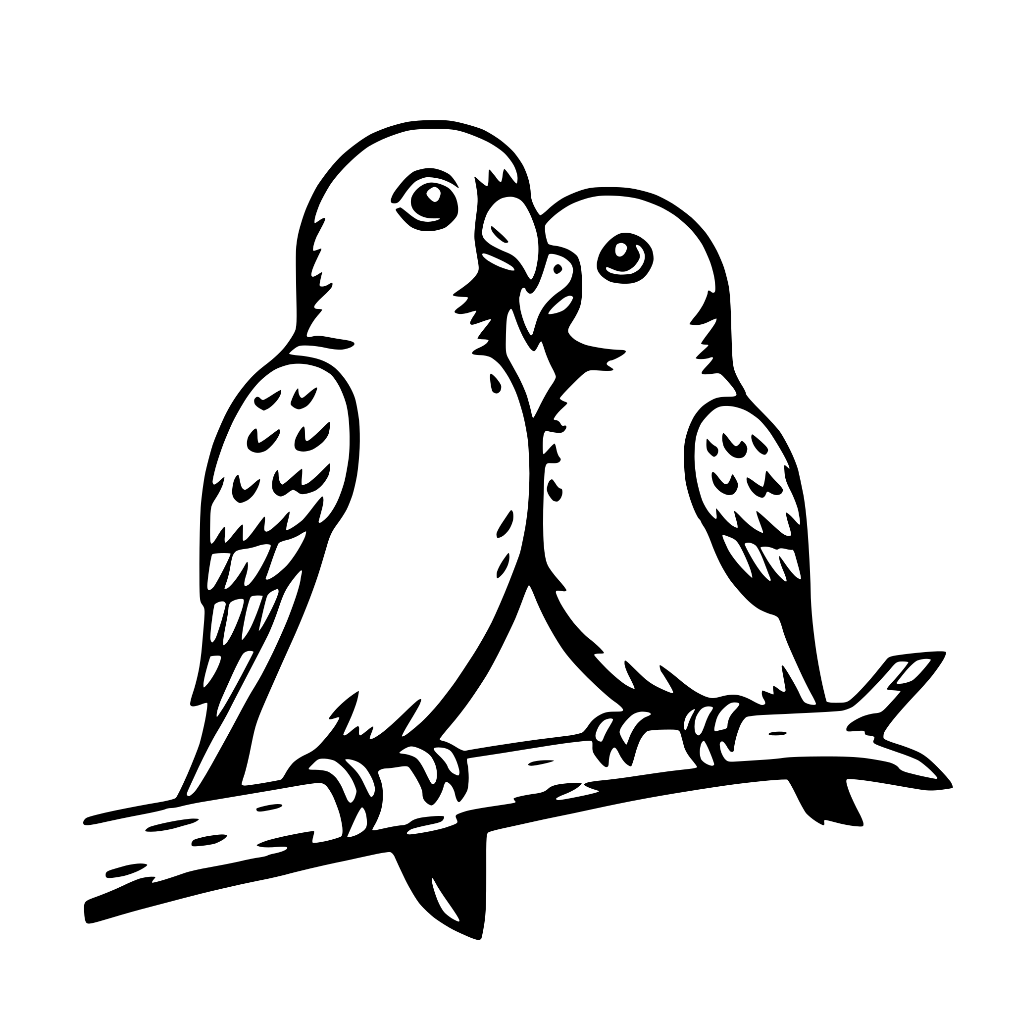 AI-generated SVG of 'lovebirds on a branch'