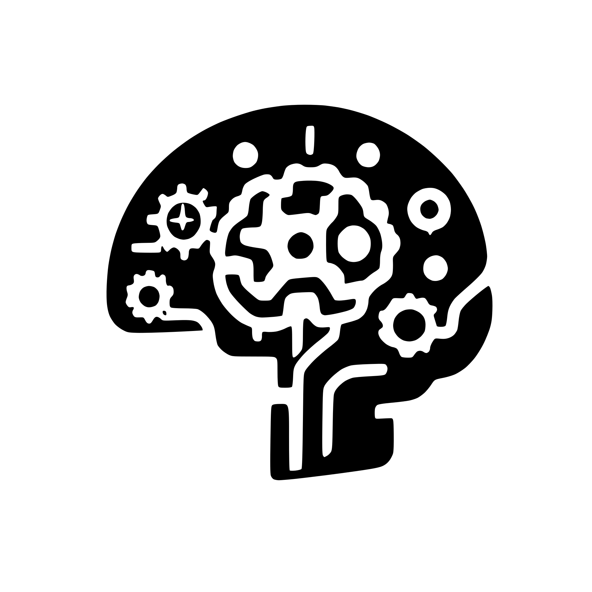AI-generated SVG of a brain with gears inside, minimalist, no cover