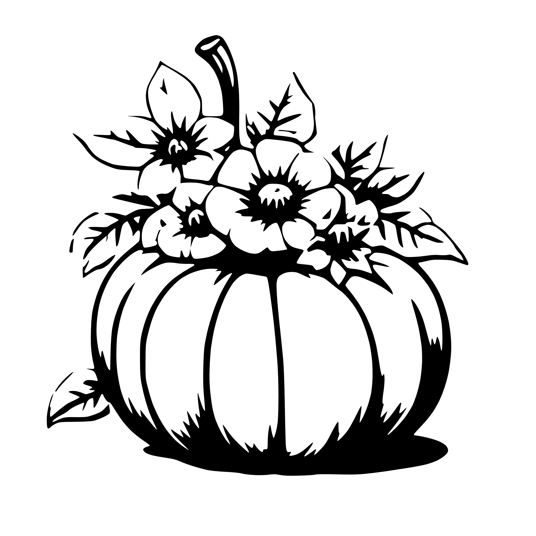 AI-generated SVG of a pumpkin with flowers