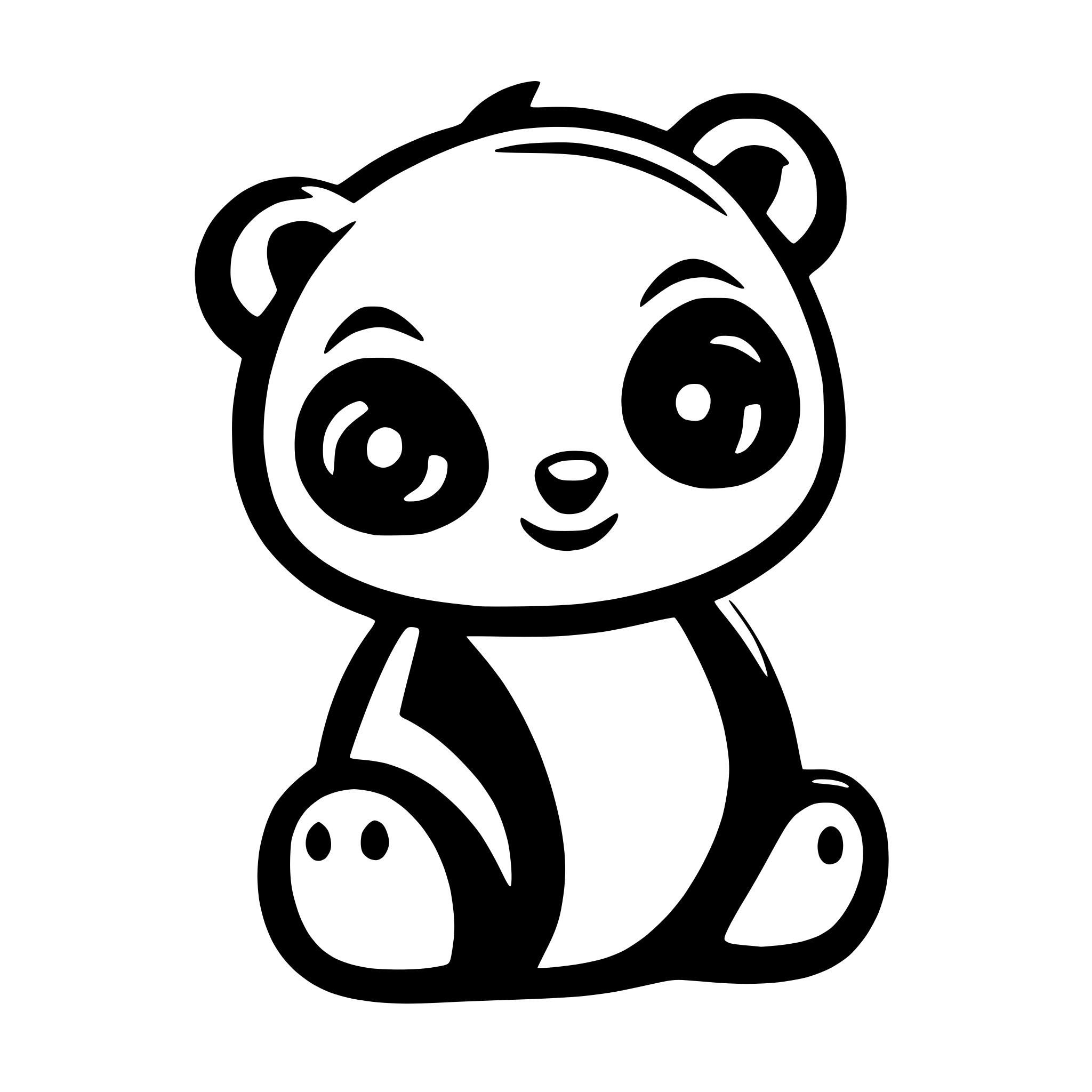 AI-generated SVG of a Cute 2D icon of a playful baby panda, vector art, children's book illustration, cheerful, flat shading, on a pure white background