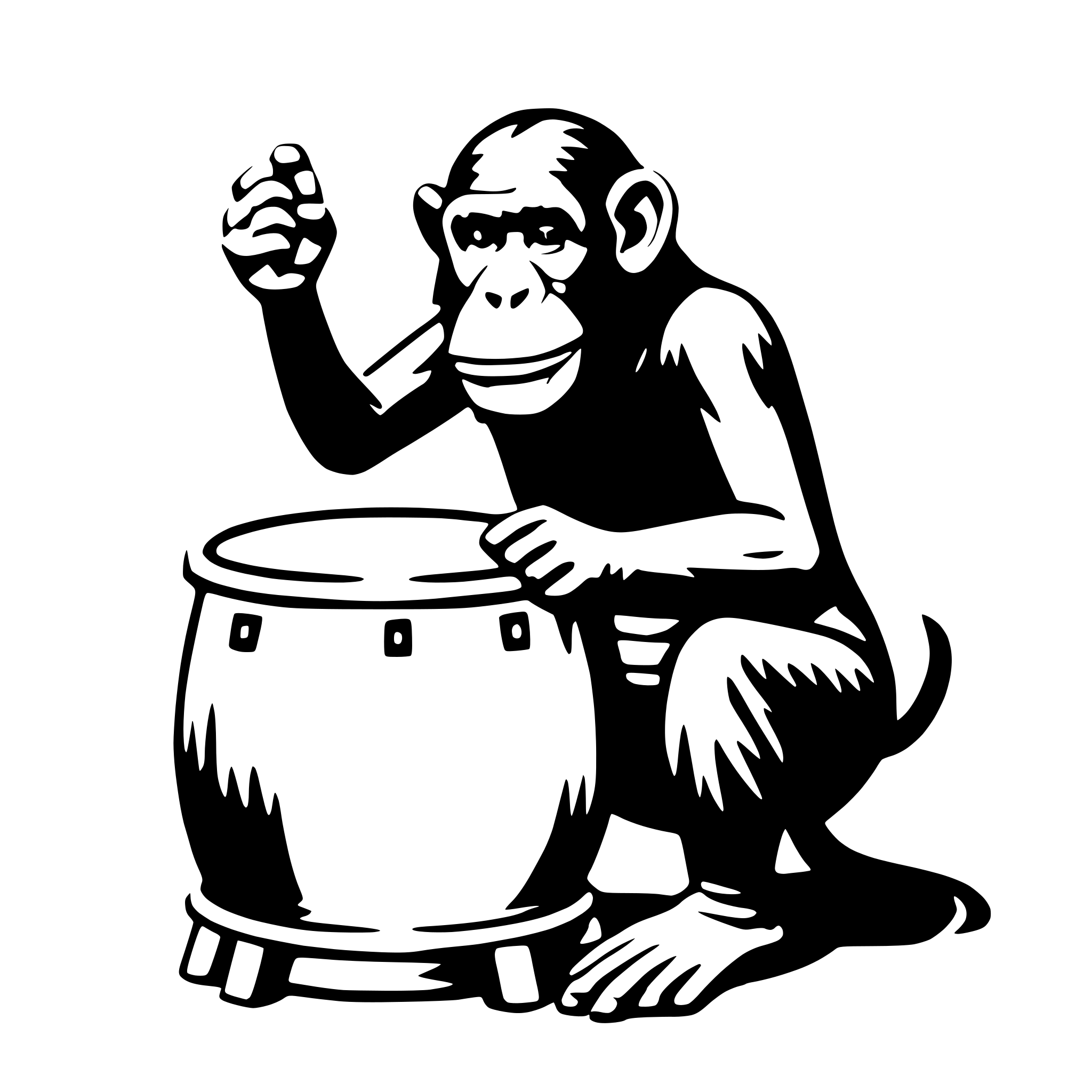 AI-generated SVG of a chimp with drum