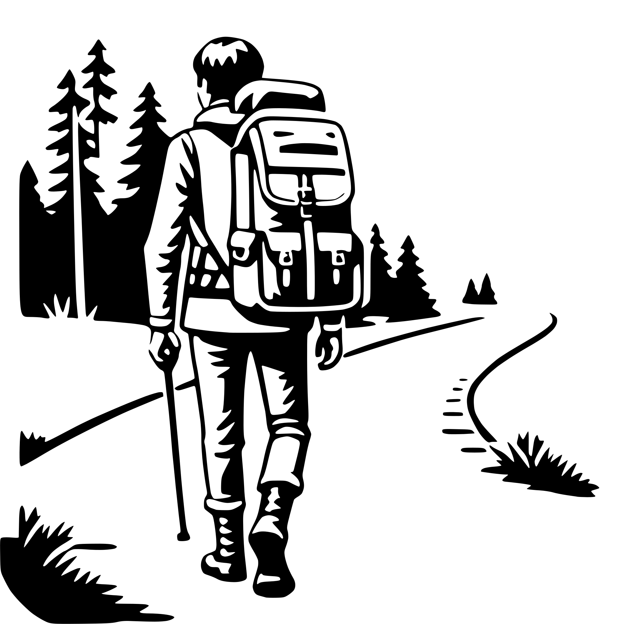 AI-generated SVG of 'hiking with backpack'
