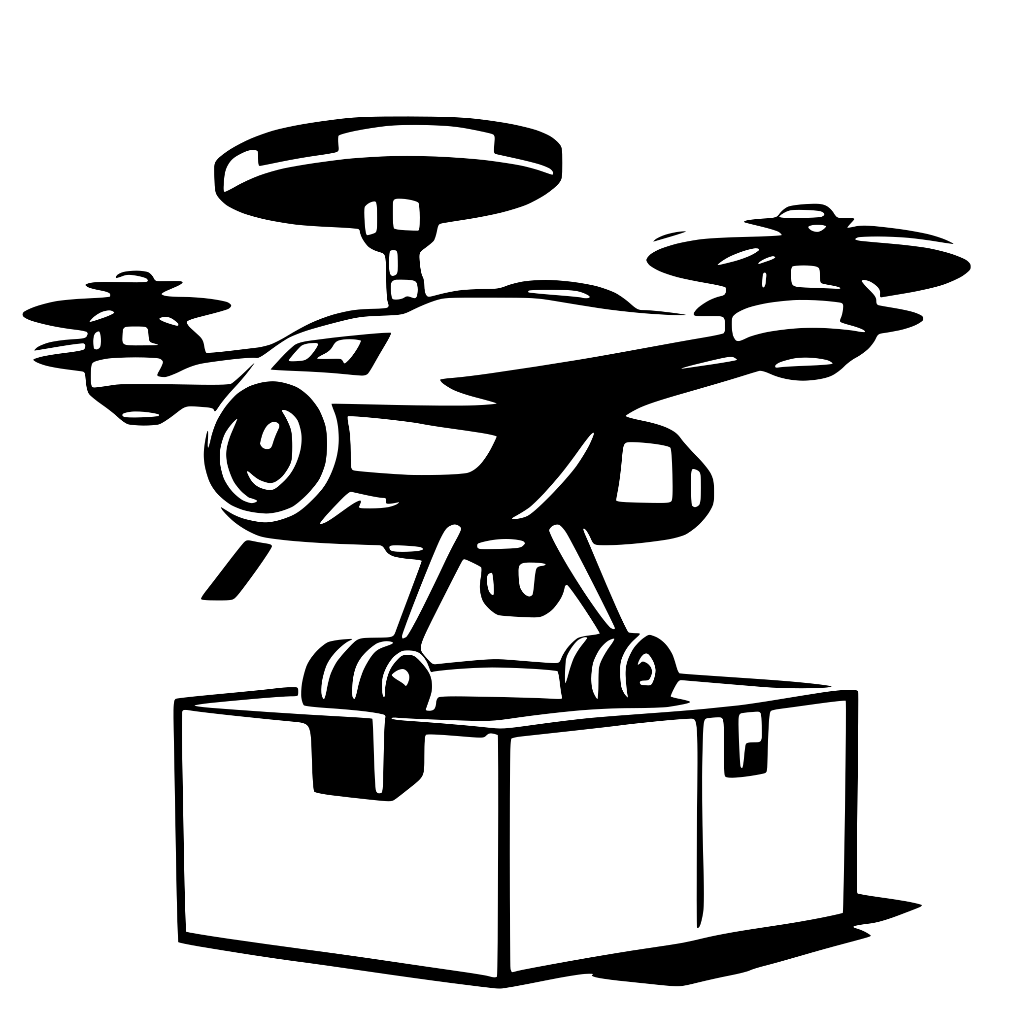 AI-generated SVG of a drone coming out of a box