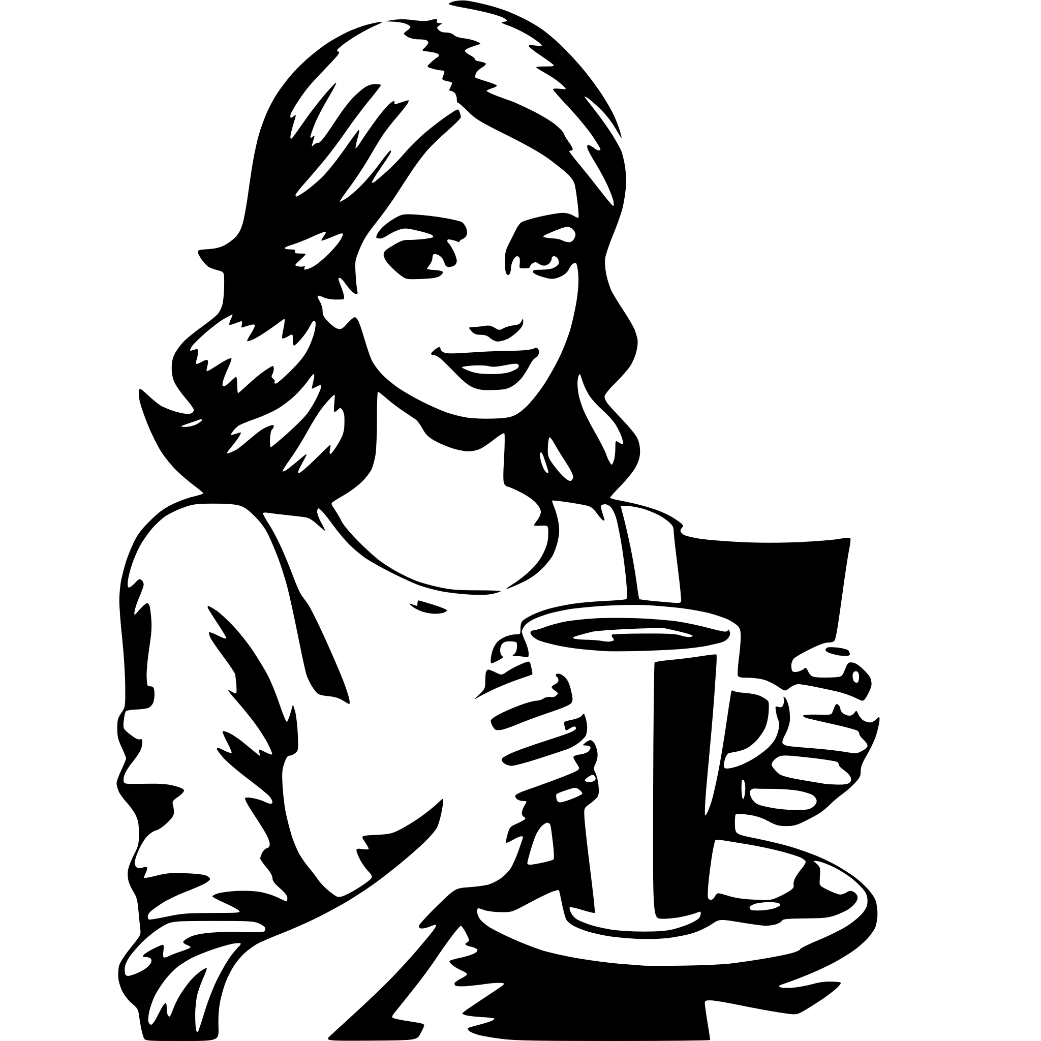 AI-generated SVG of 'Woman holding a coffee'