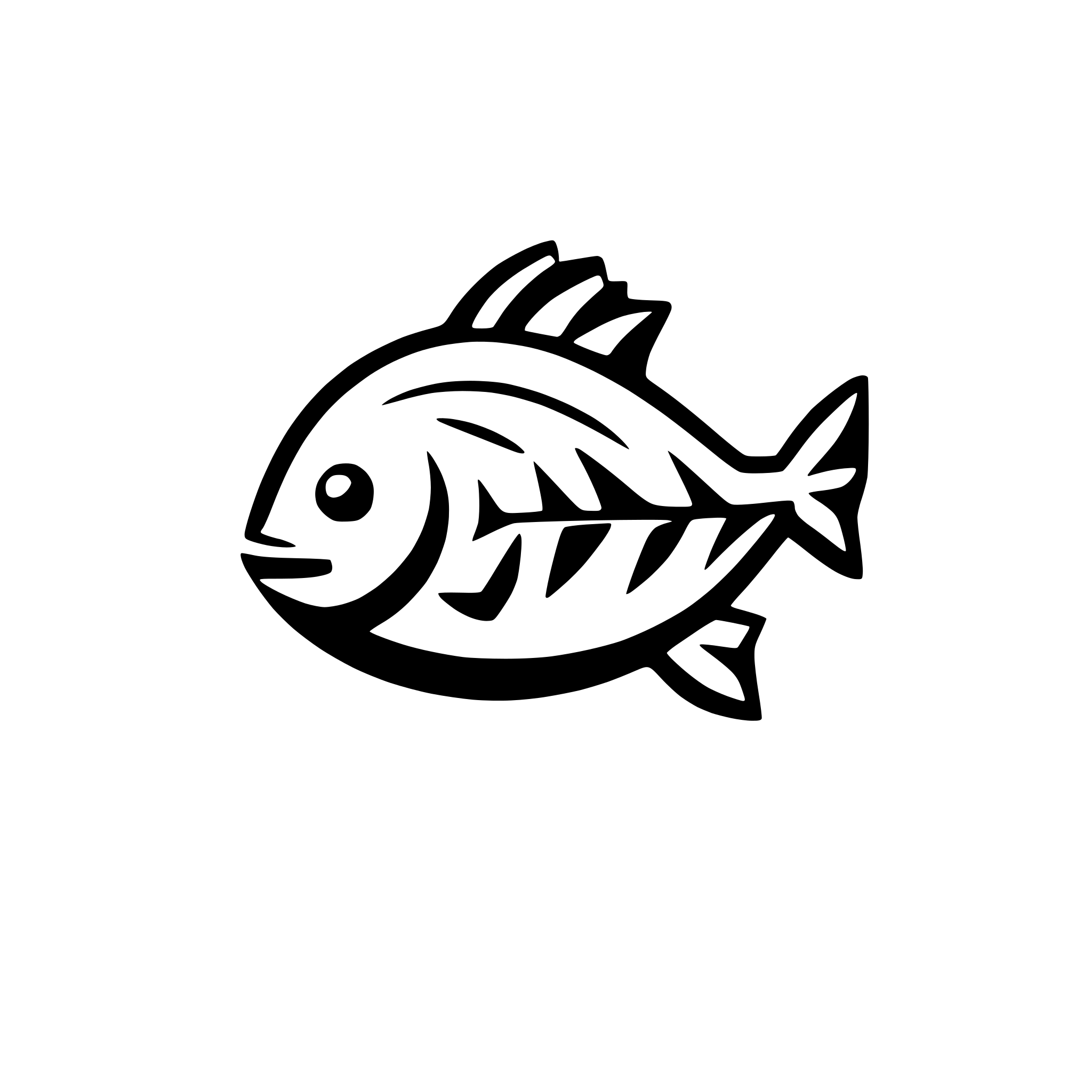 AI-generated SVG of 'geometric fish swimming forward'