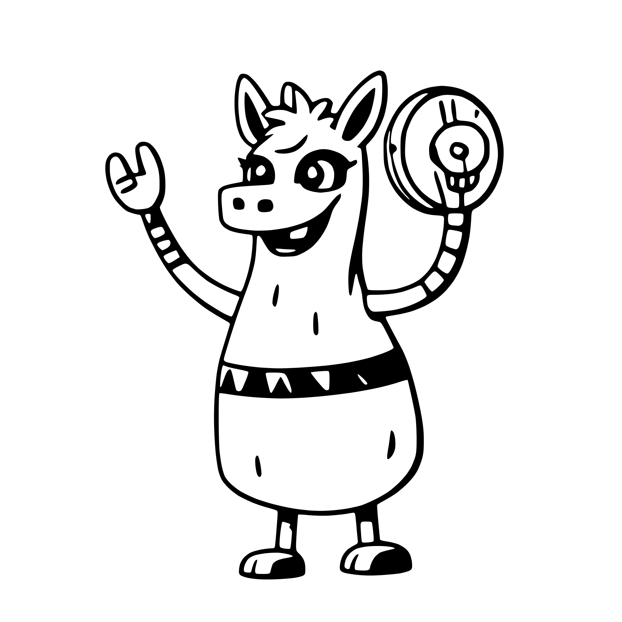 AI-generated SVG of 'a dancing llama with a tambourine'