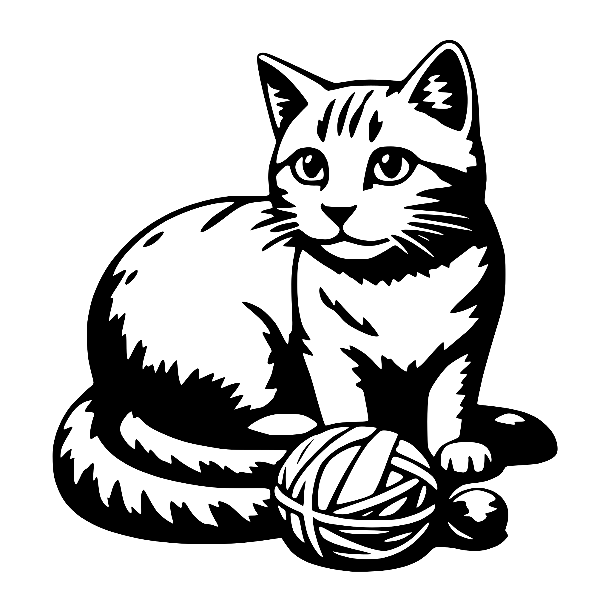 AI-generated SVG of a cat and yarn ball