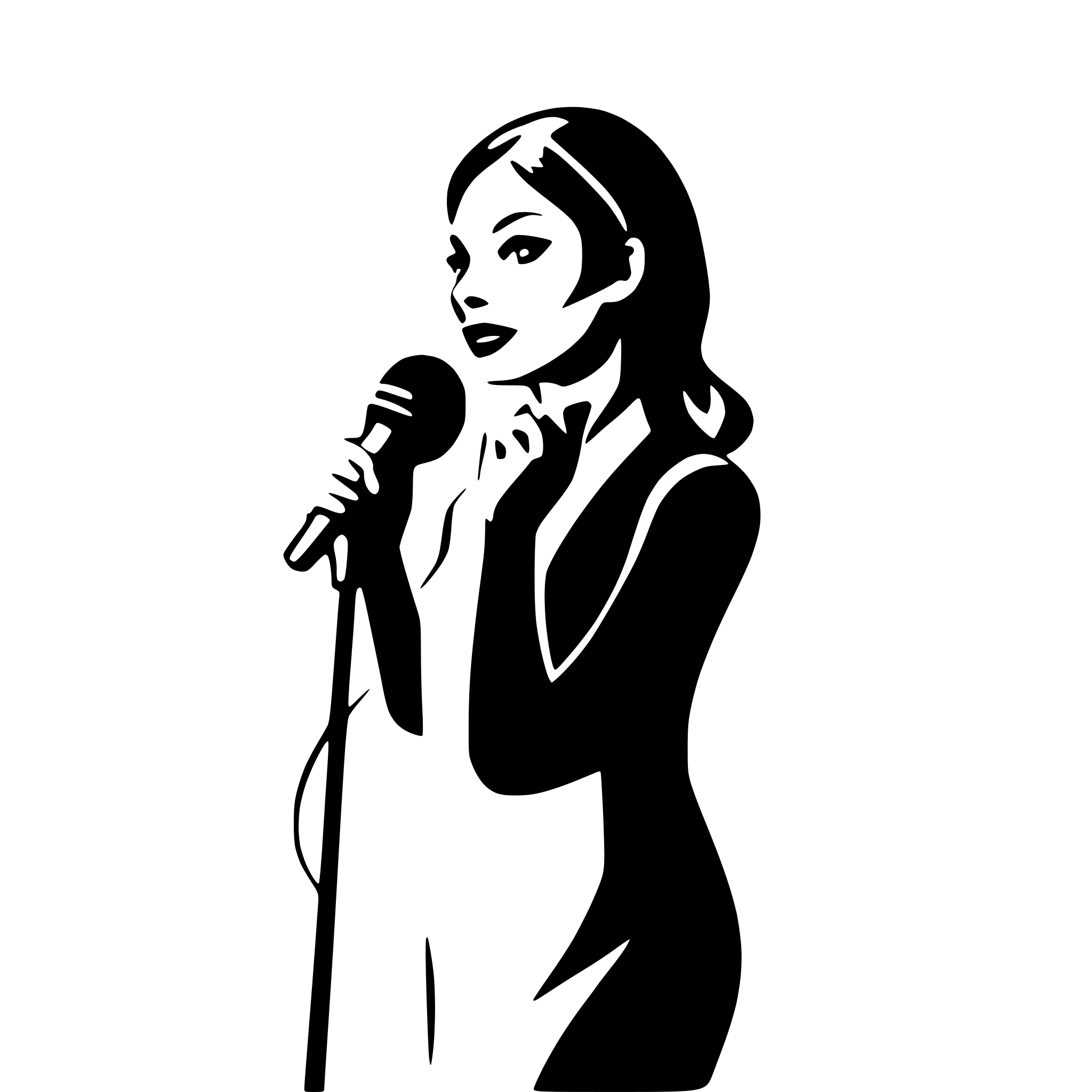 AI-generated SVG of a singing woman silhouette turned to the right side with microphone