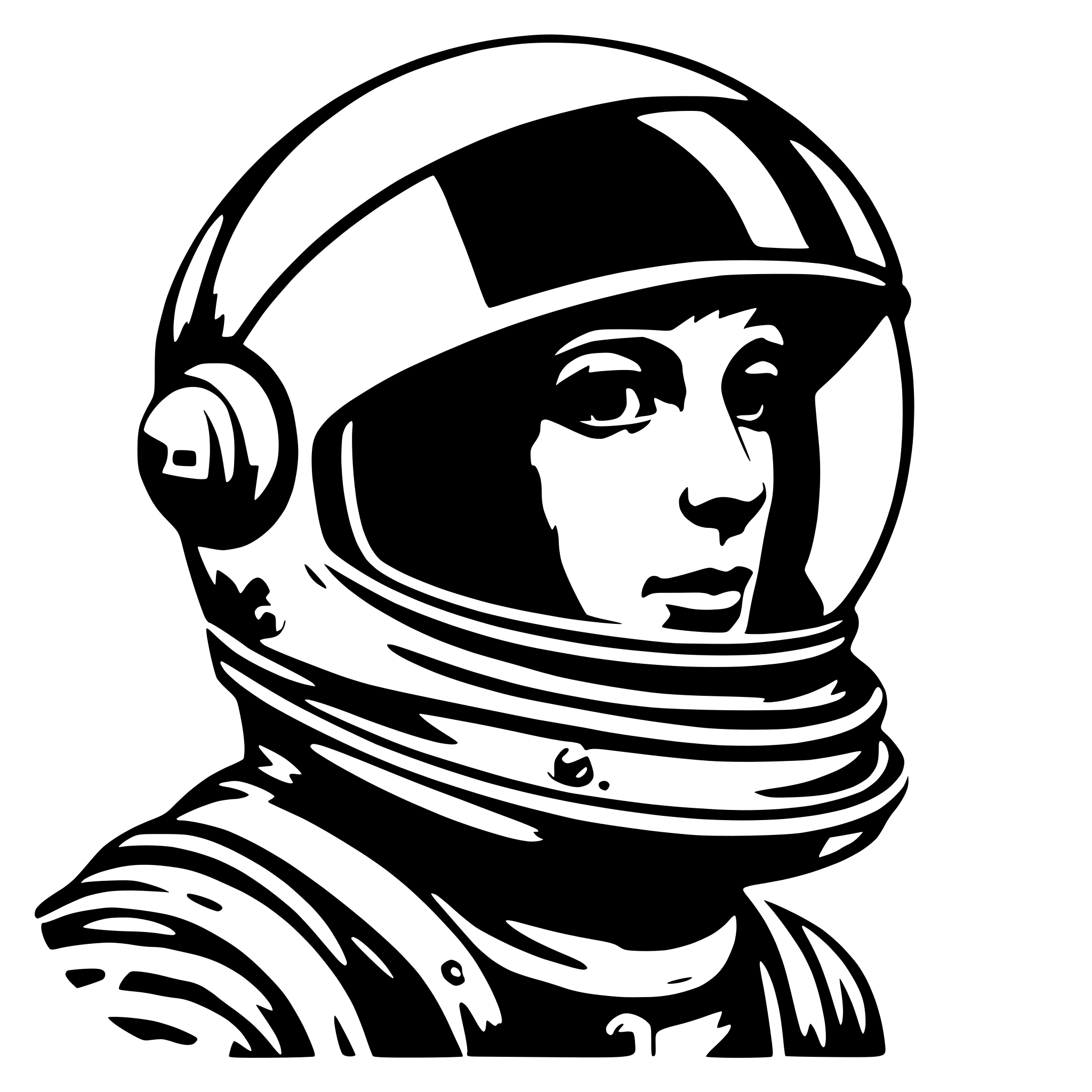 AI-generated SVG of a Astronaut helmet popping into the bottom of the frame
