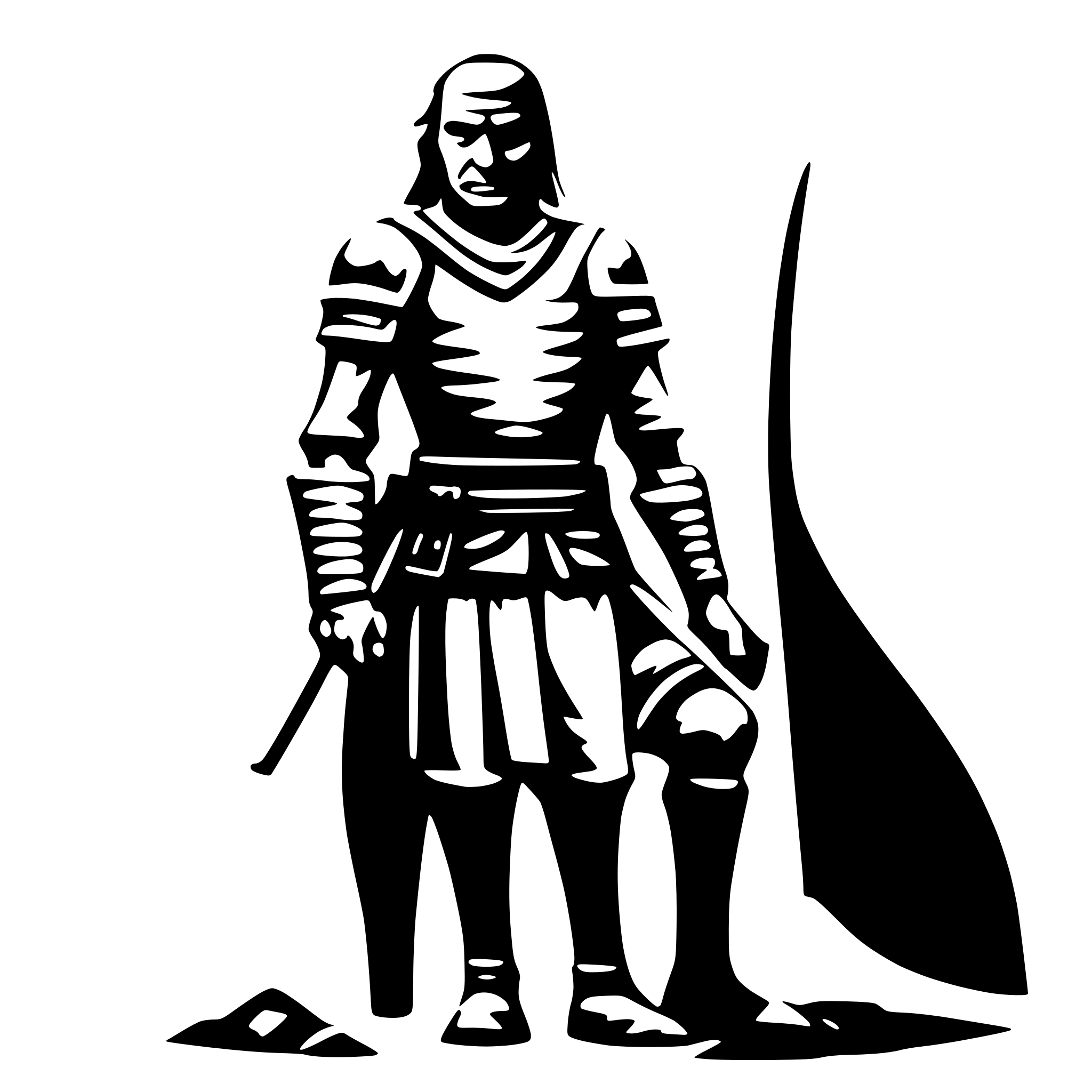 AI-generated SVG of a old samurai, side view, nostalgic