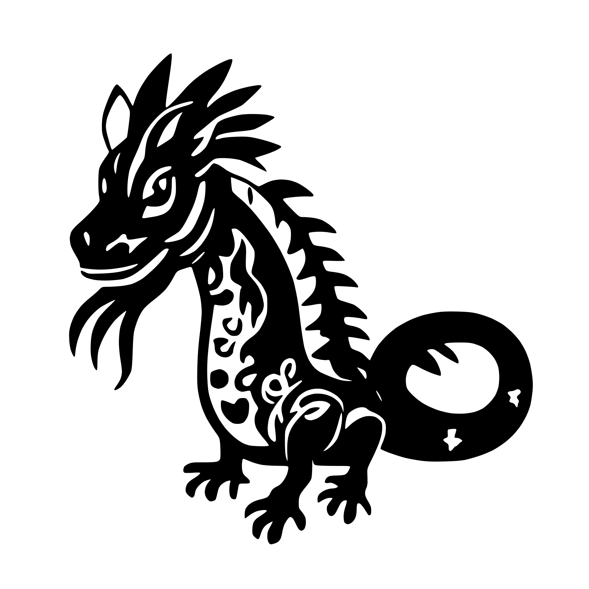 AI-generated SVG of a traditional chinese dragon girlie design