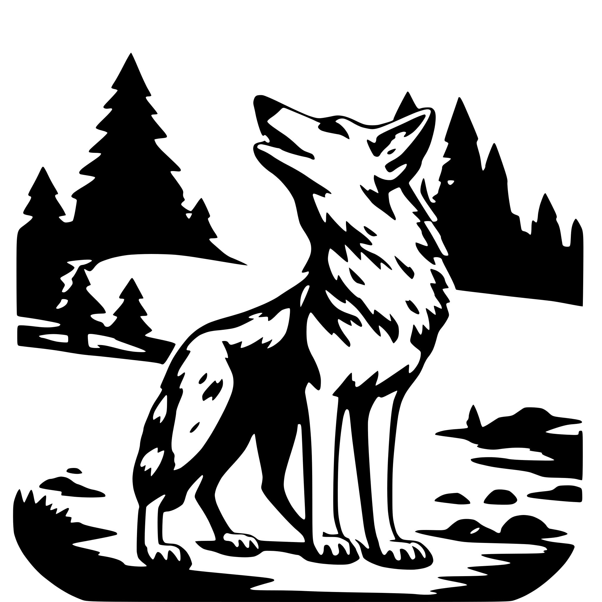 AI-generated SVG of a Coyote howling