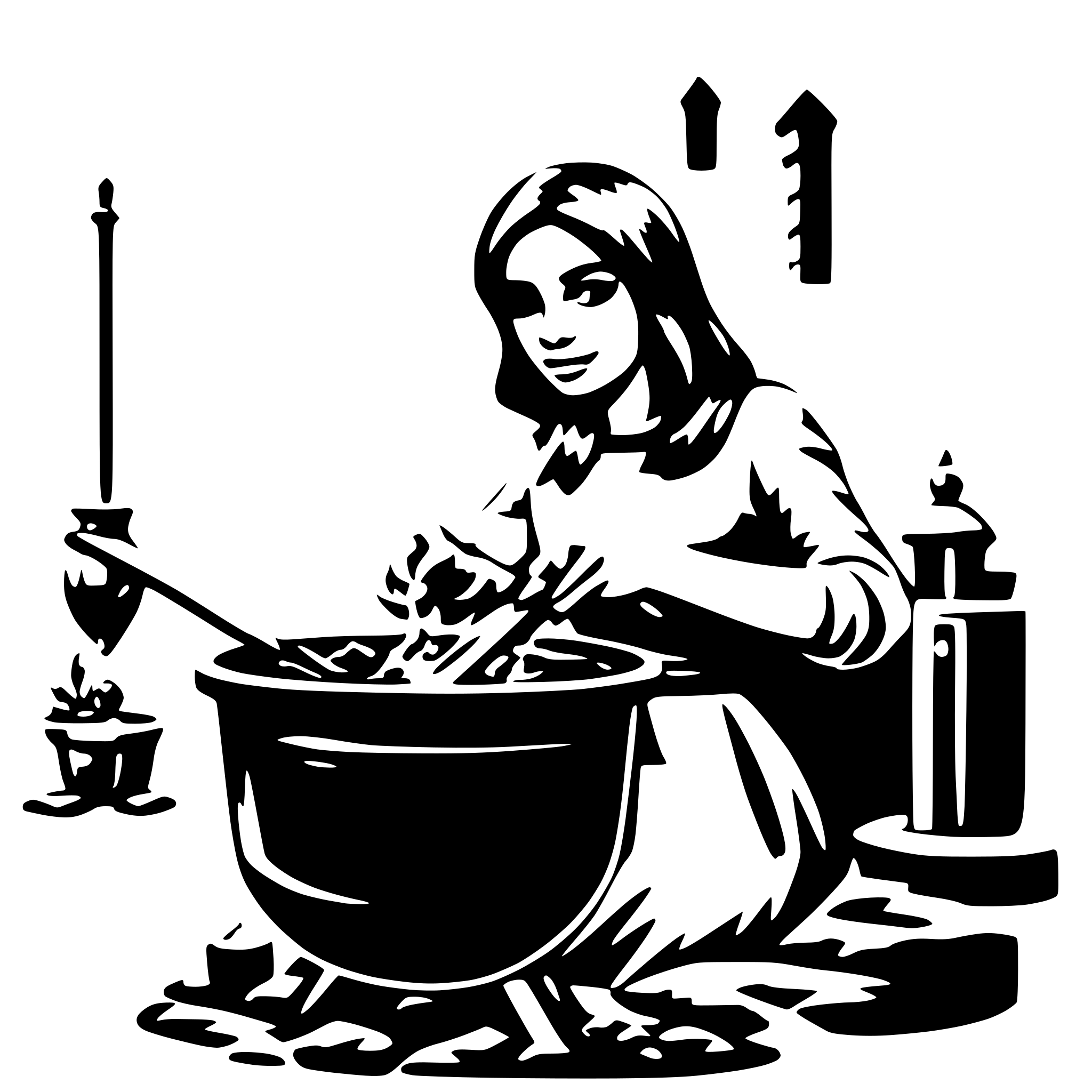 AI-generated SVG of 'Woman stirring cauldron'