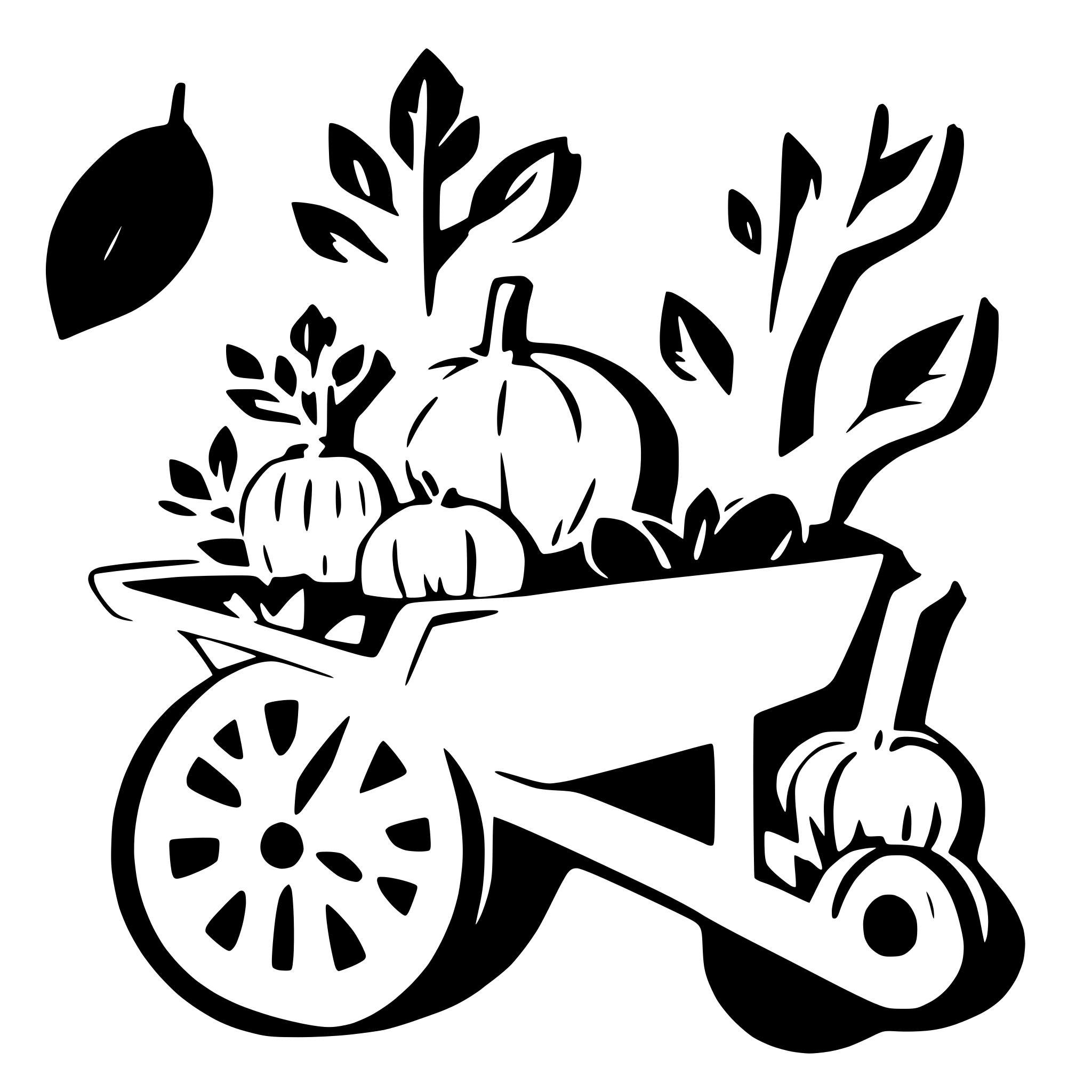 AI-generated SVG of 'Wheelbarrow with pumpkins'