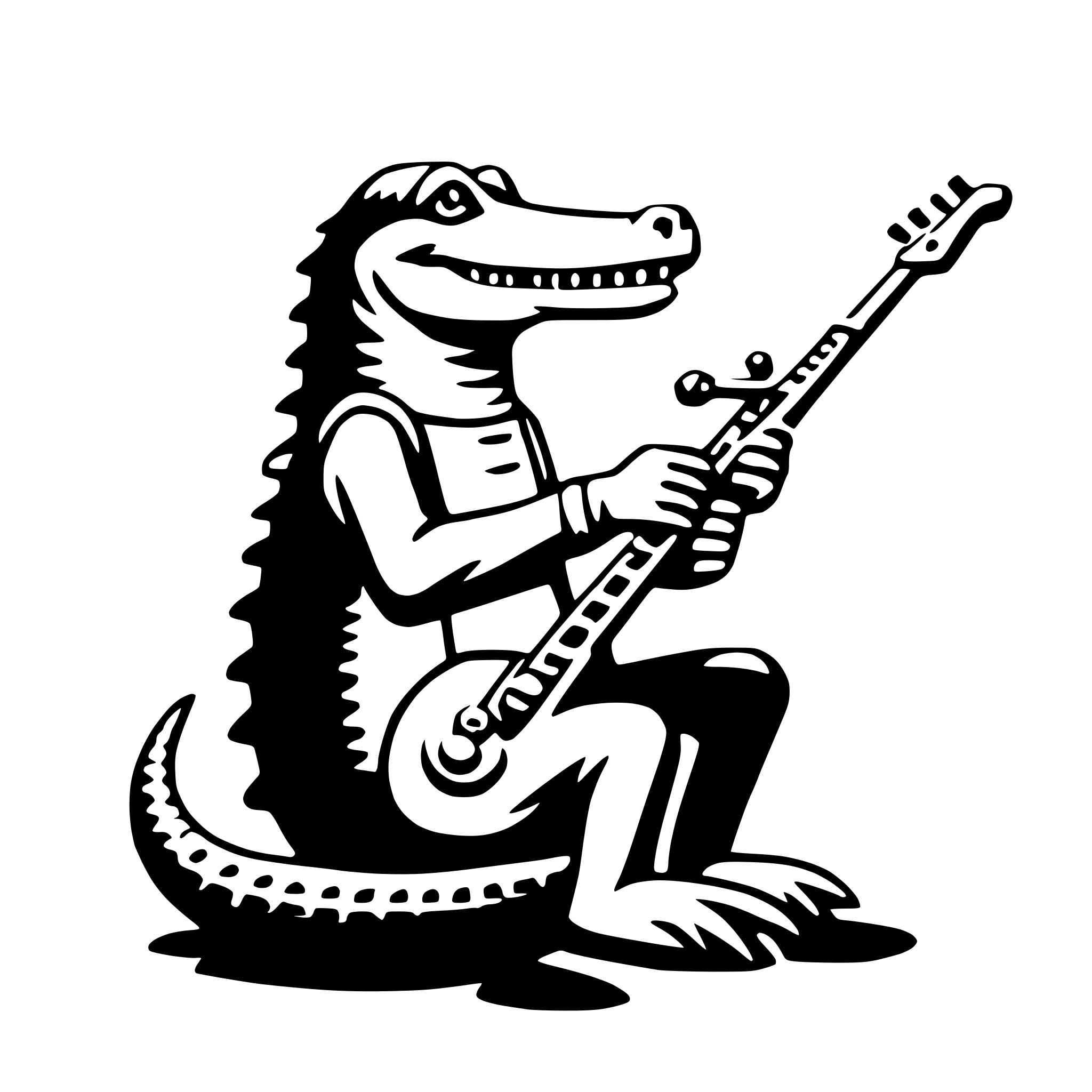 AI-generated SVG of 'crocodile with saxophone'