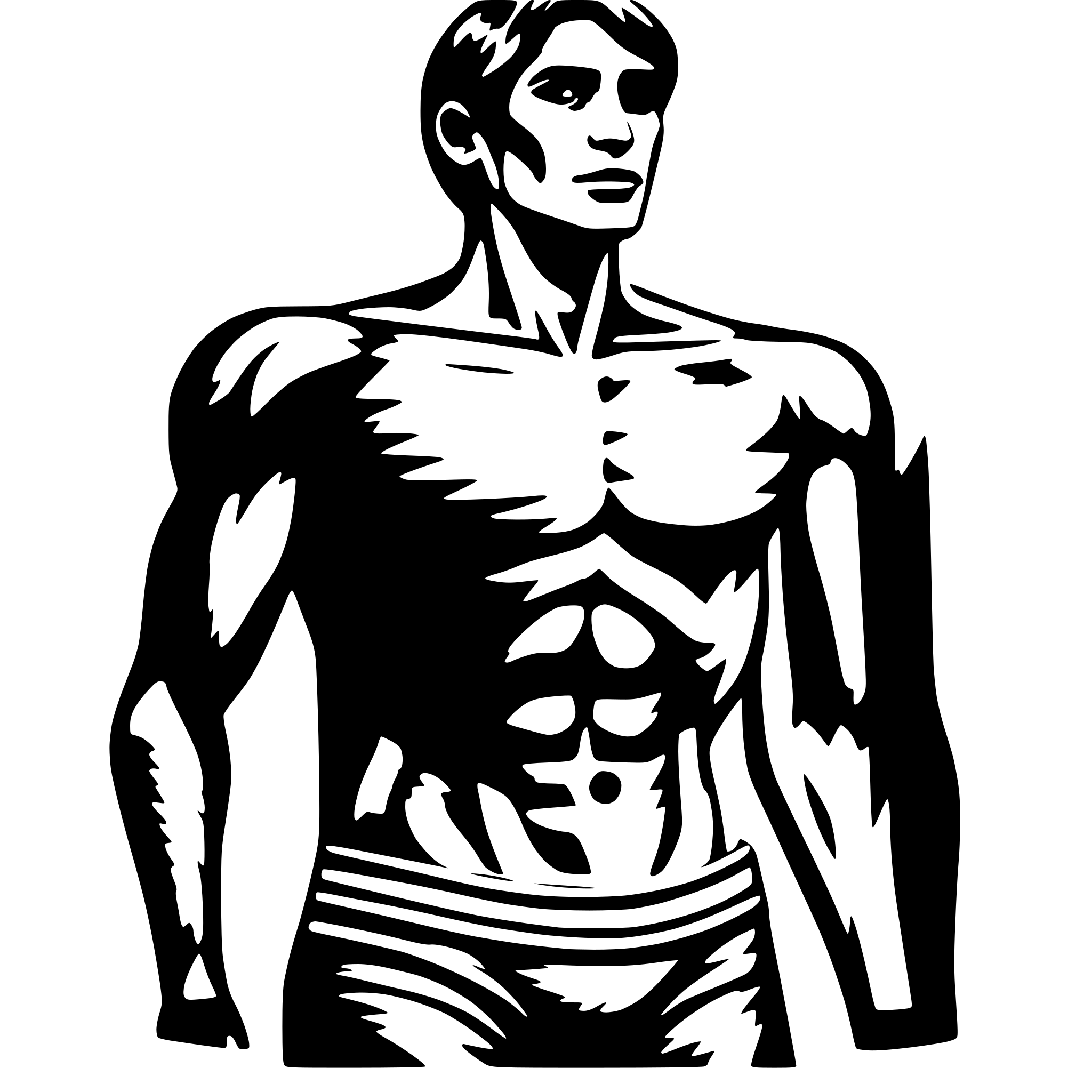 AI-generated SVG of a A human body with the abdominal muscles highlighted in red