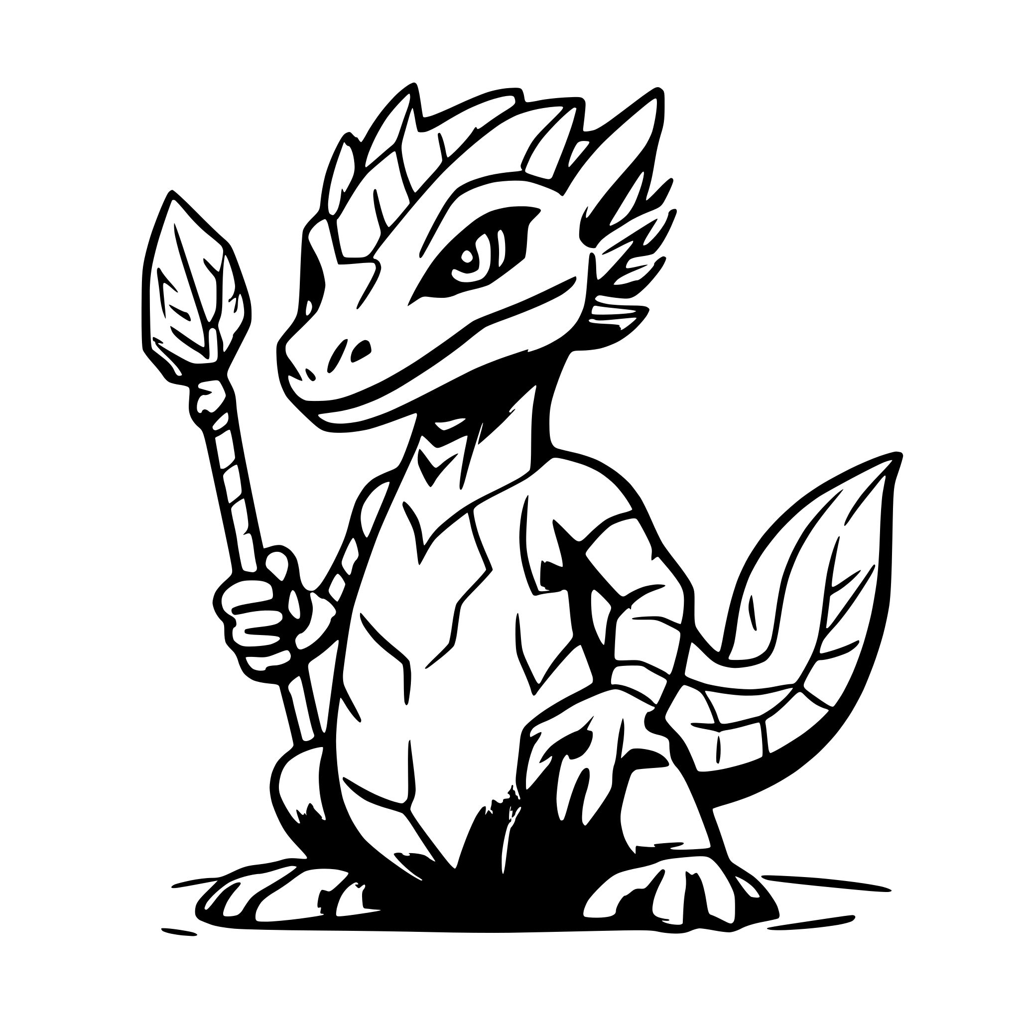 AI-generated SVG of a Earth battle mage lizard