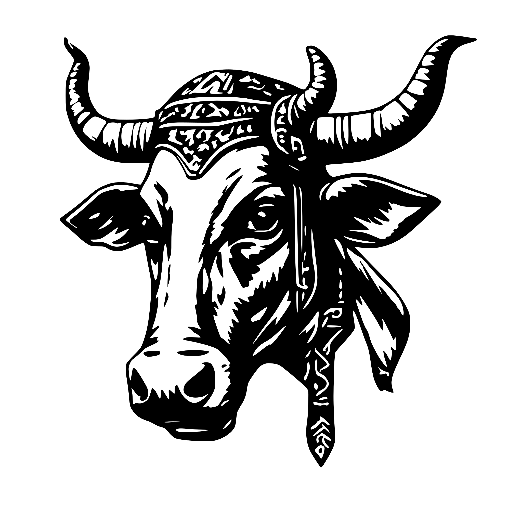 AI-generated SVG of 'Cow and trishul'