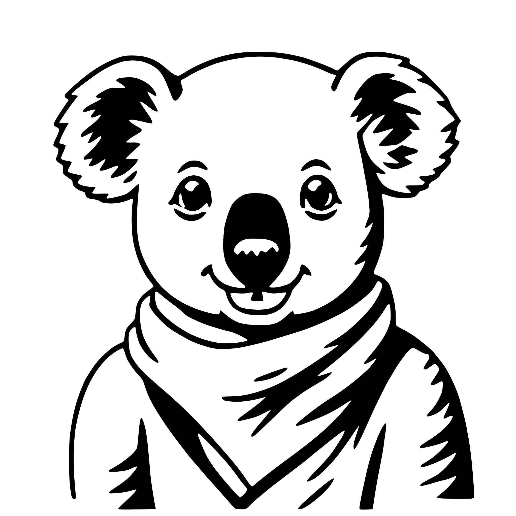 AI-generated SVG of 'koala with scarf'