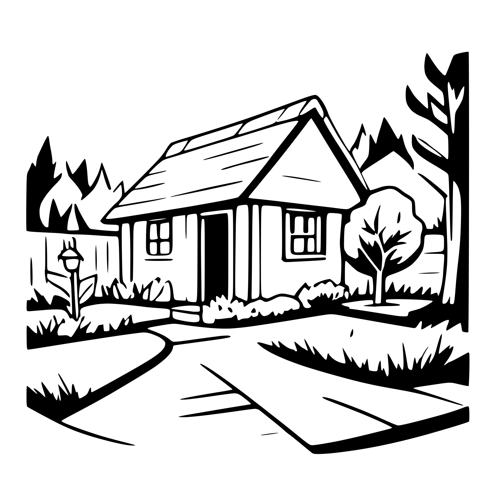 AI-generated SVG of 'little house garden pong'
