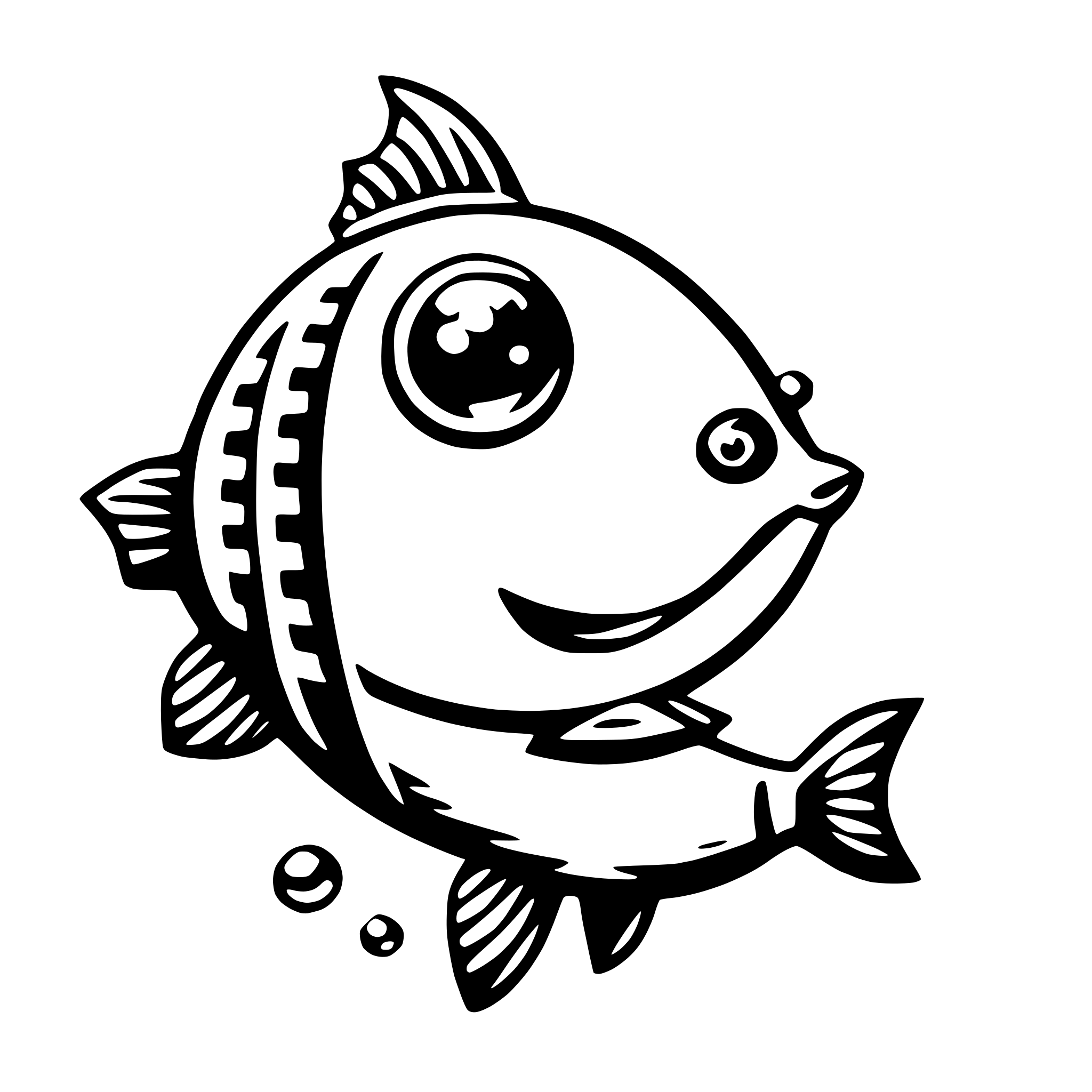 AI-generated SVG of a fish blowing bubbles