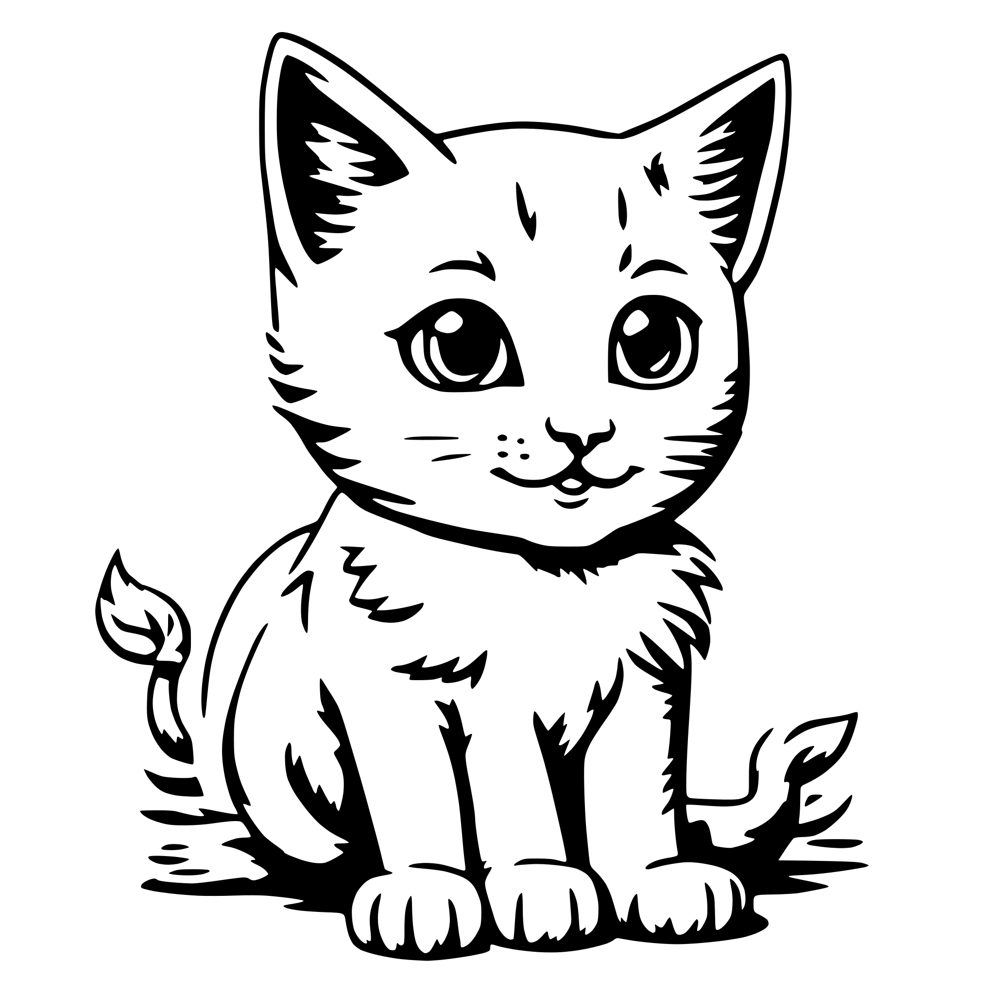AI-generated SVG of a cute kitten coloring page