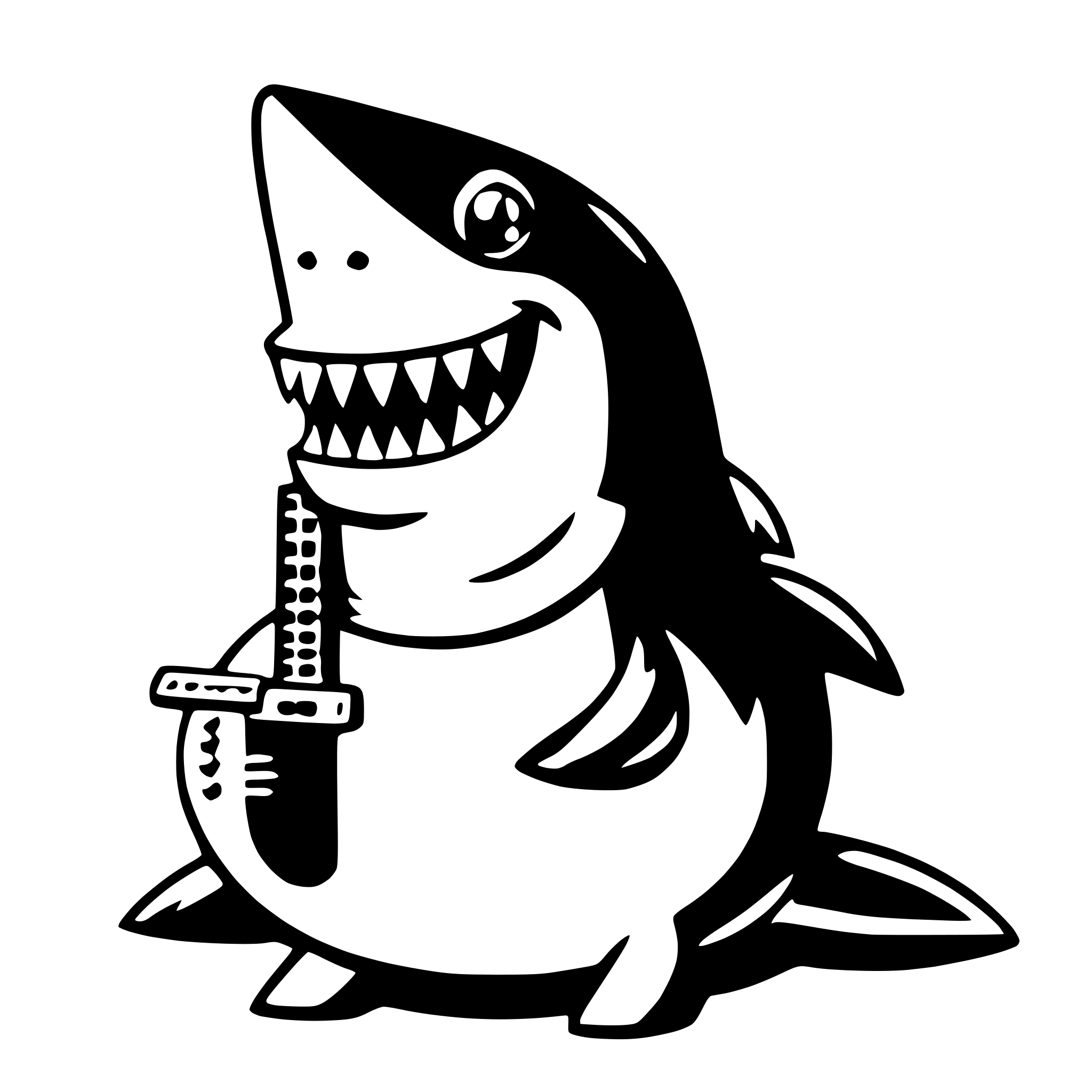 AI-generated SVG of a shark with guitar