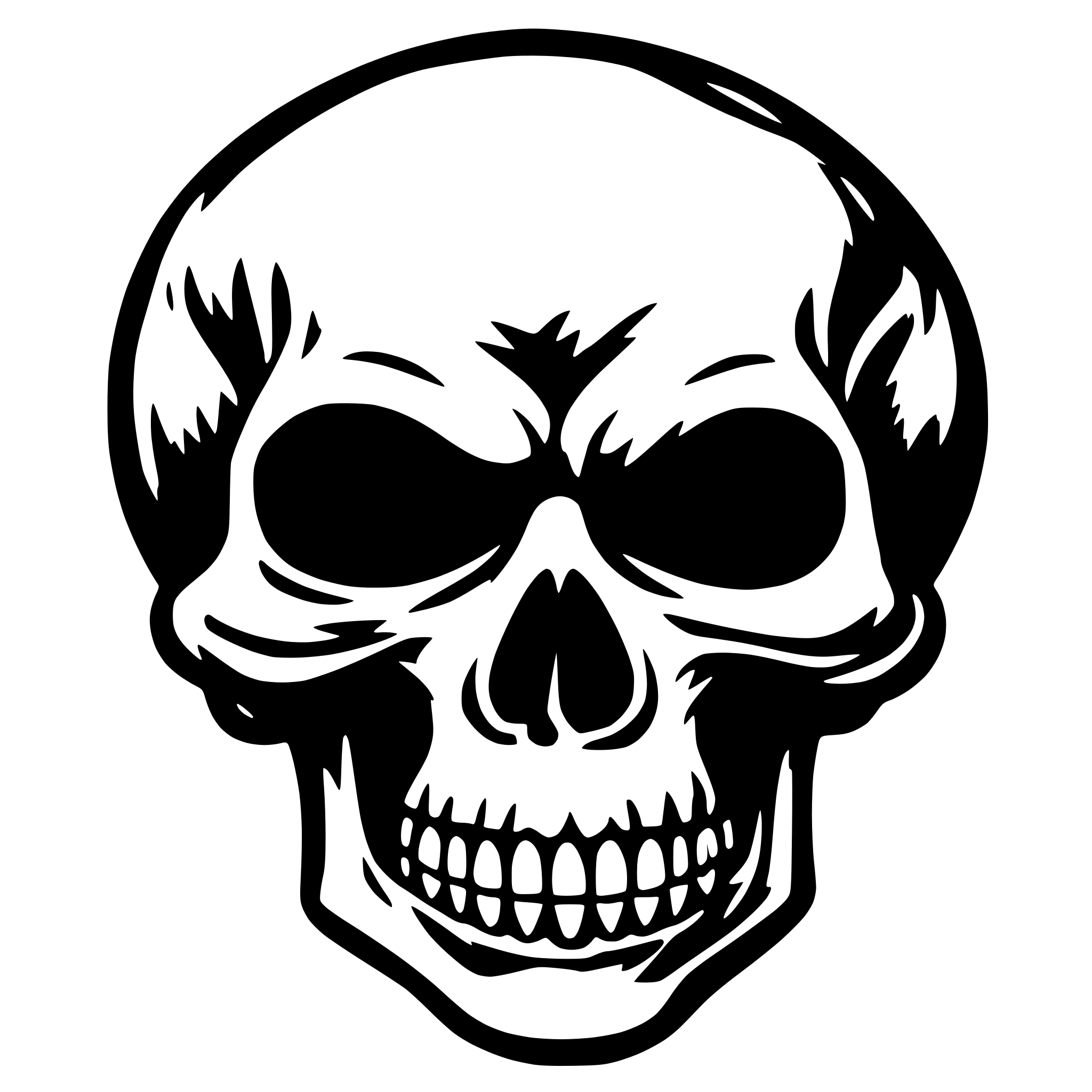 AI-generated SVG of a angry skull