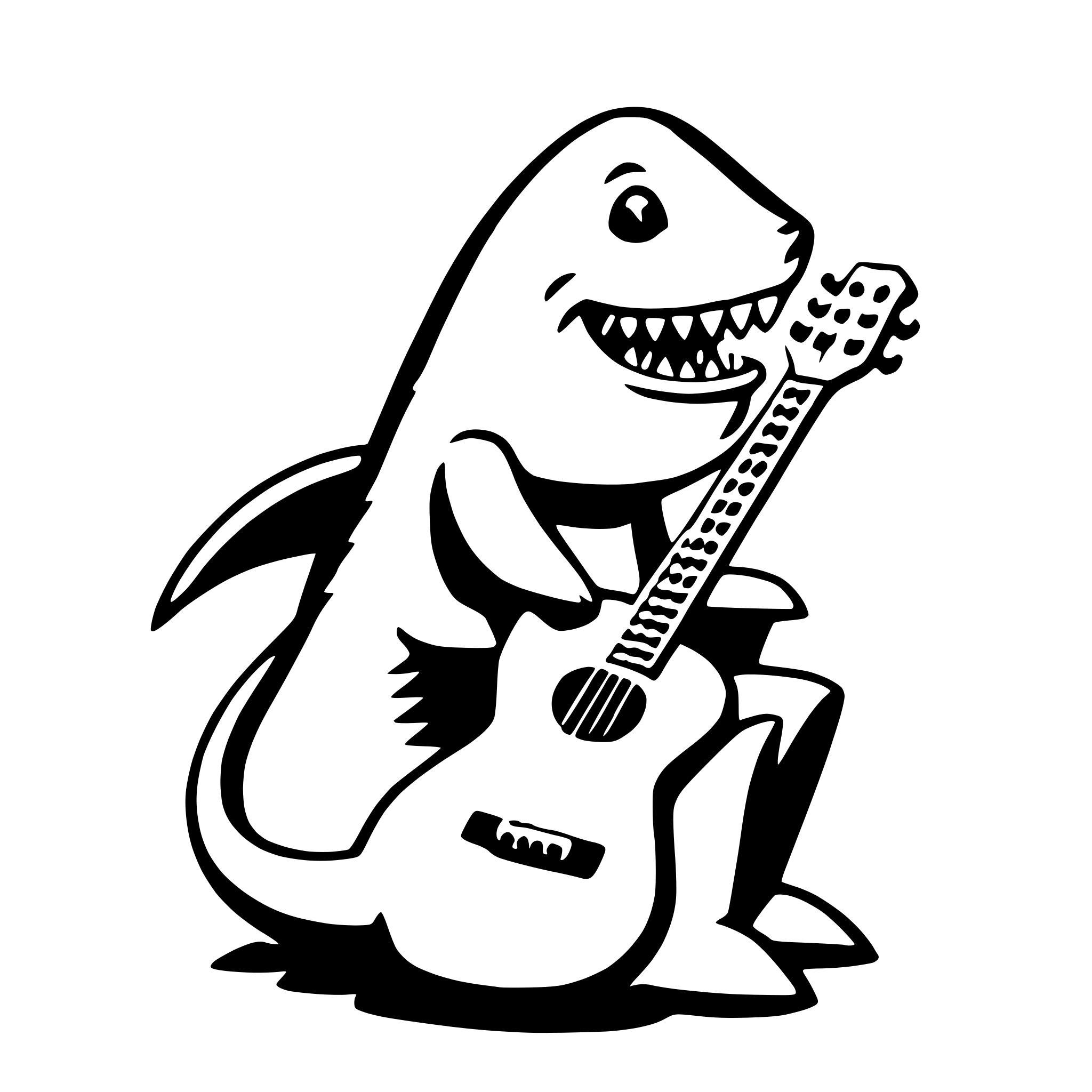 AI-generated SVG of a shark with guitar