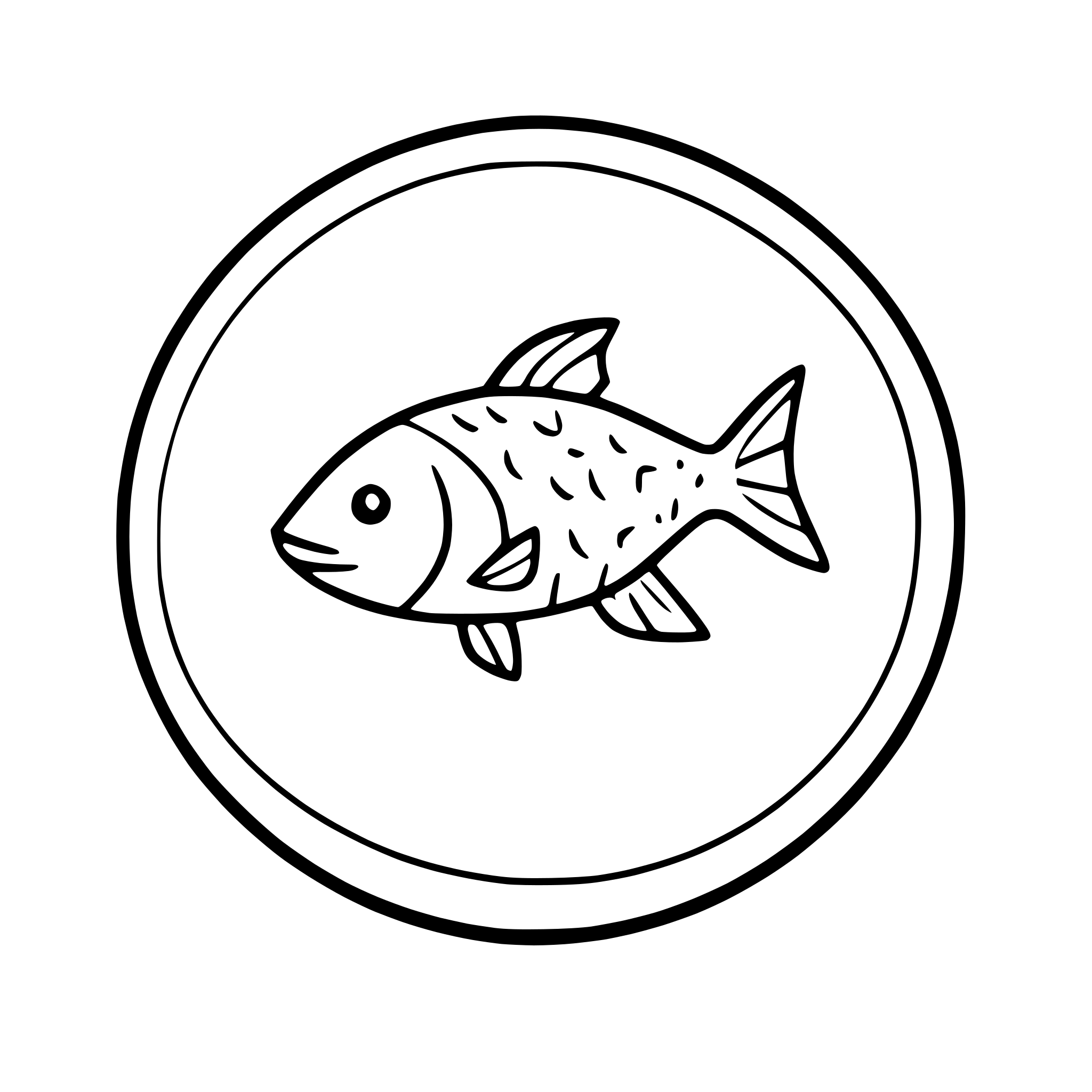 AI-generated SVG of a fish swimming in circular pattern