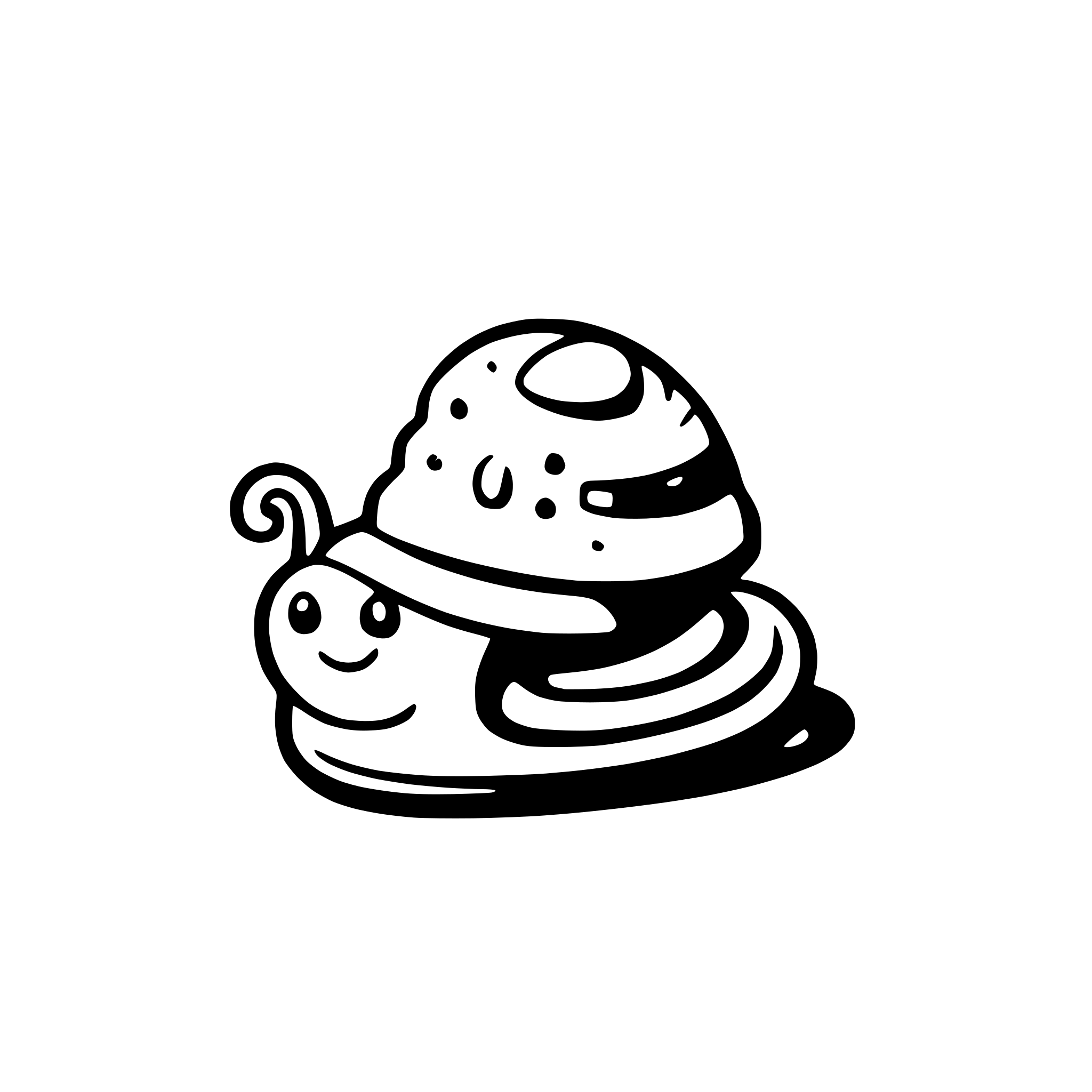 AI-generated SVG of a a happy snail leaving a trail of glitter