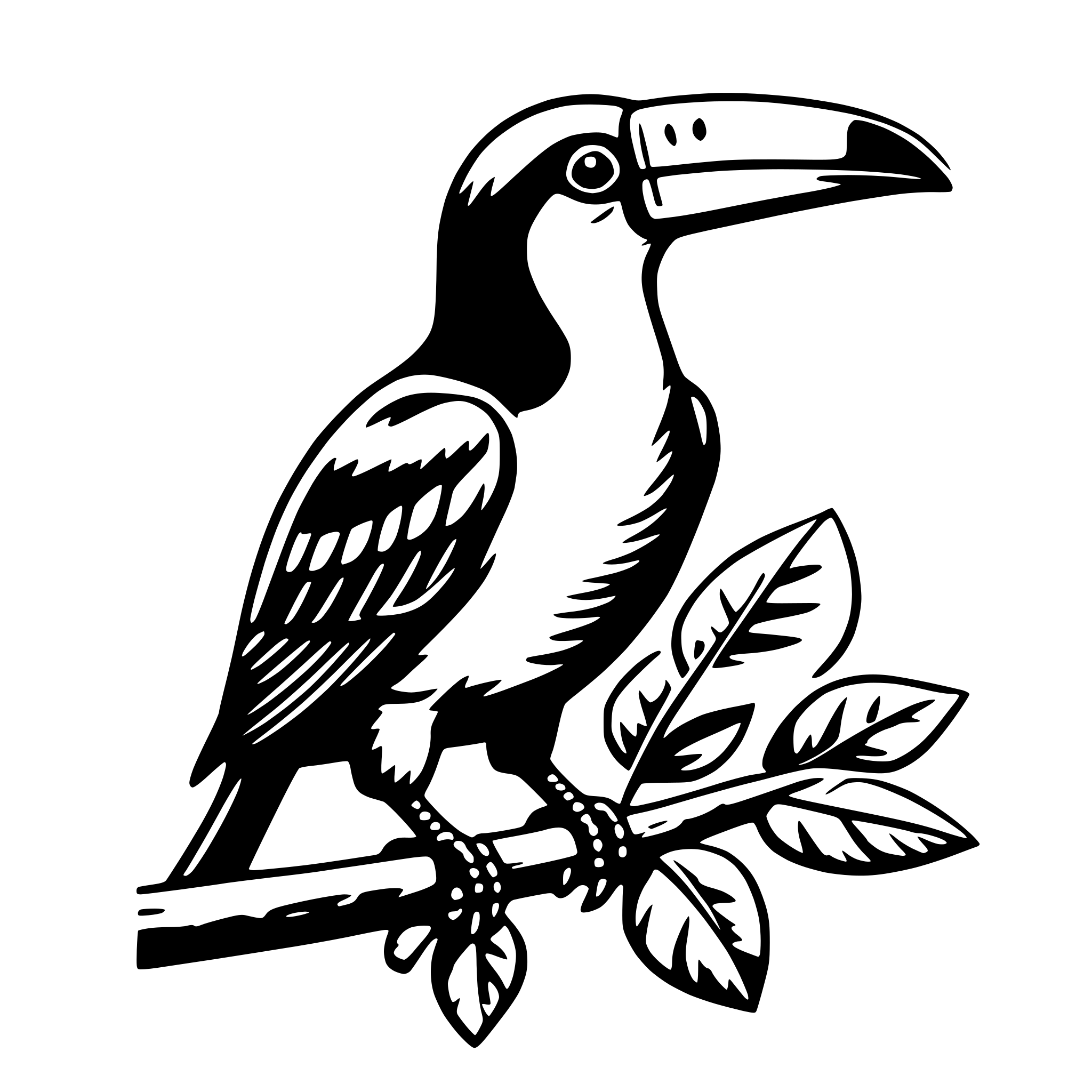 AI-generated SVG of 'toucan with branch'