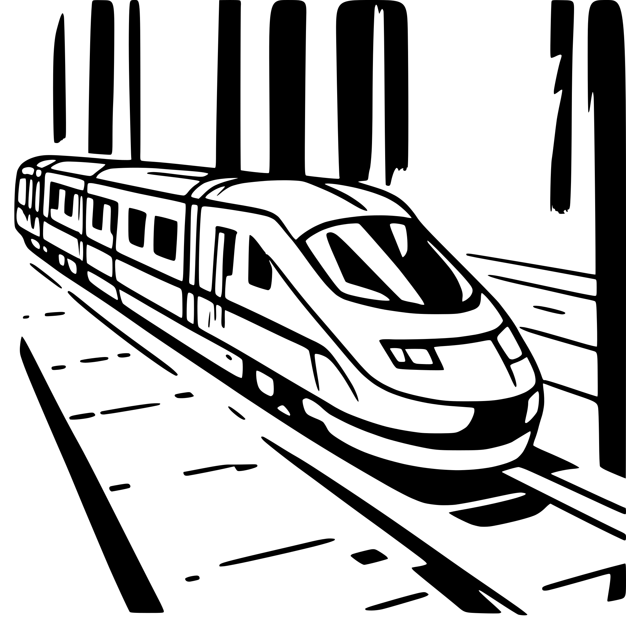 AI-generated SVG of a an isometric view of a slender, fast high-speed train. Monochrome illustration. AI-generated SVG of a an isometric view of a slender, fast high-speed train. Monochrome illustration.