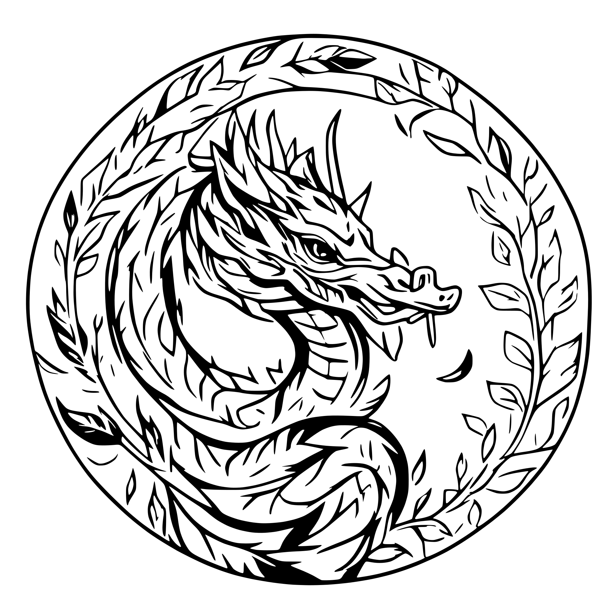 AI-generated SVG of 'Chinese dragon inside a circle'