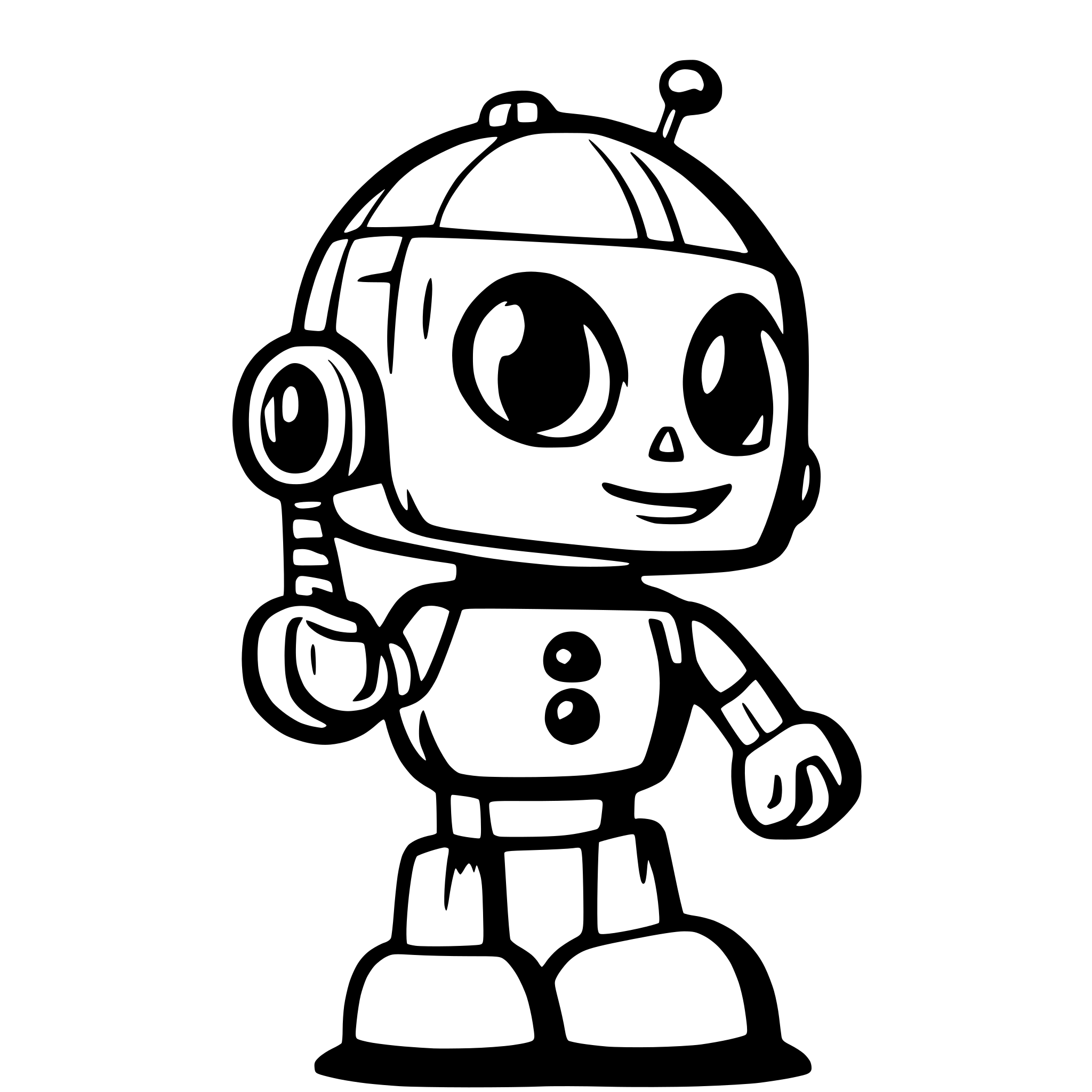 AI-generated SVG of 'cartoonic robot looking up'