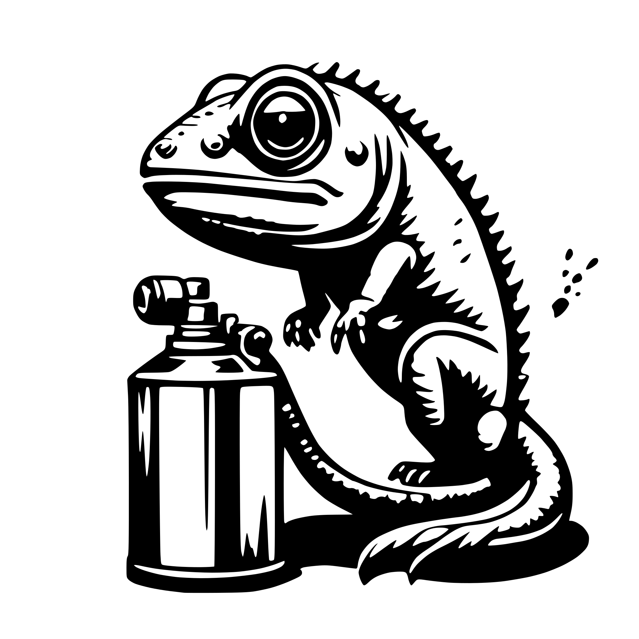 AI-generated SVG of a chameleon with spraycan