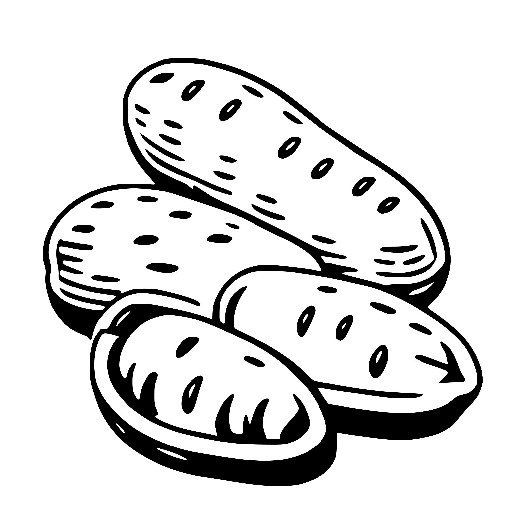 The SVG shows a collection of sliced bread loaves. The bread has a textured surface with visible crust and a lighter interior. The slices are arranged in a way that suggests they have been taken from a larger loaf, with some slices overlapping each other. The bread appears to be freshly baked, with a golden-brown crust. The SVG is a simple, stylized illustration with no additional elements or background details. 