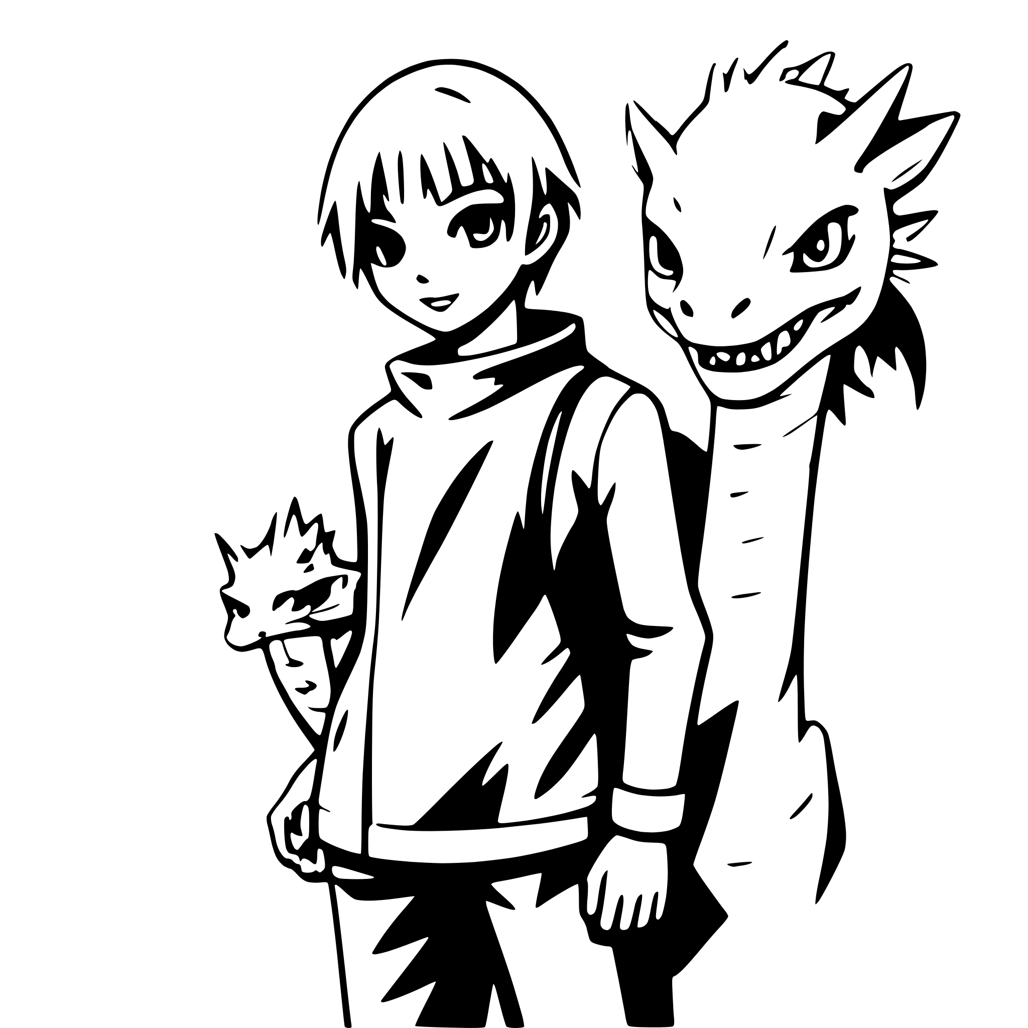 AI-generated SVG of 'boy with dragon companion'