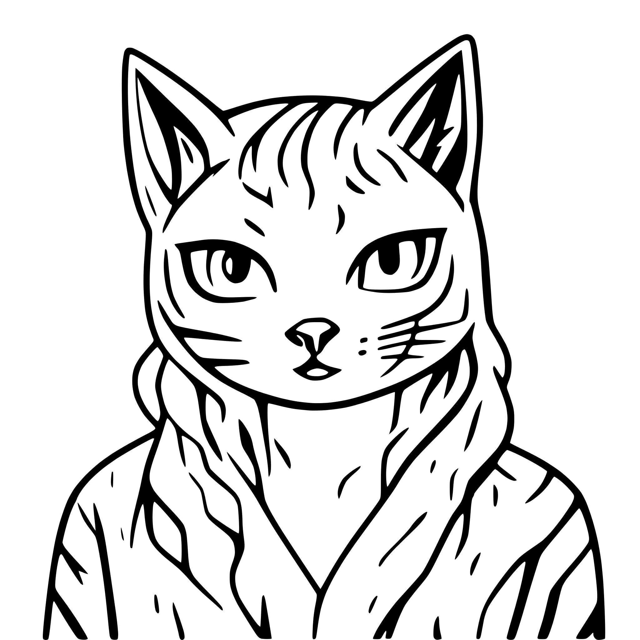 AI-generated SVG of a Cat mouth open in horror style